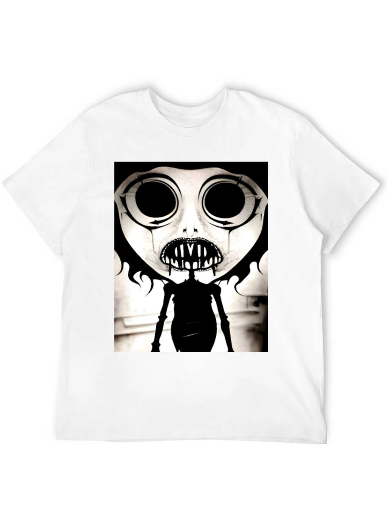 Black Creepy Cartoon Character Graphic Tee - Black view 12