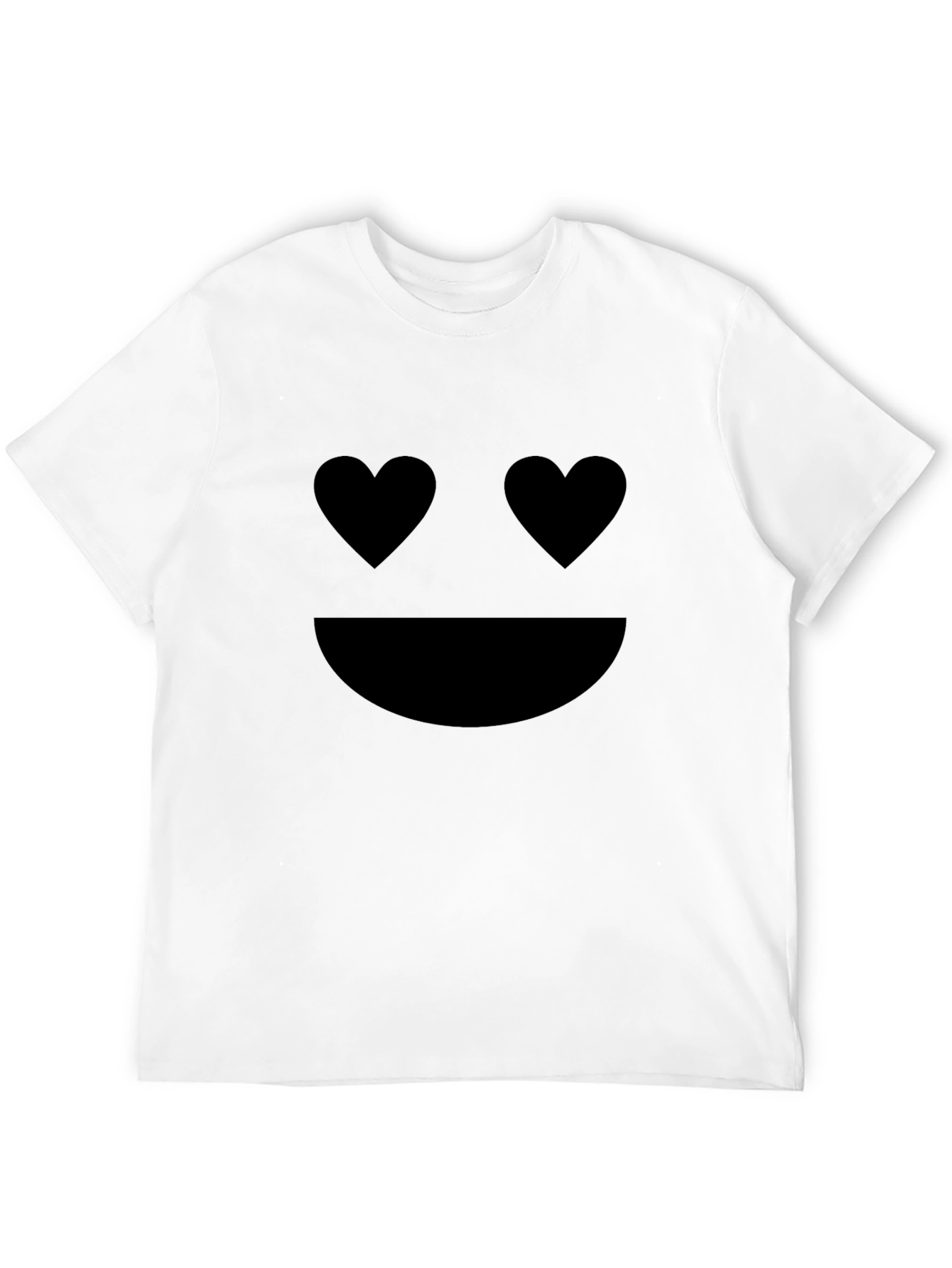Black Heart Eyes Emoji T-Shirt - Black Crew Neck Tee view 12