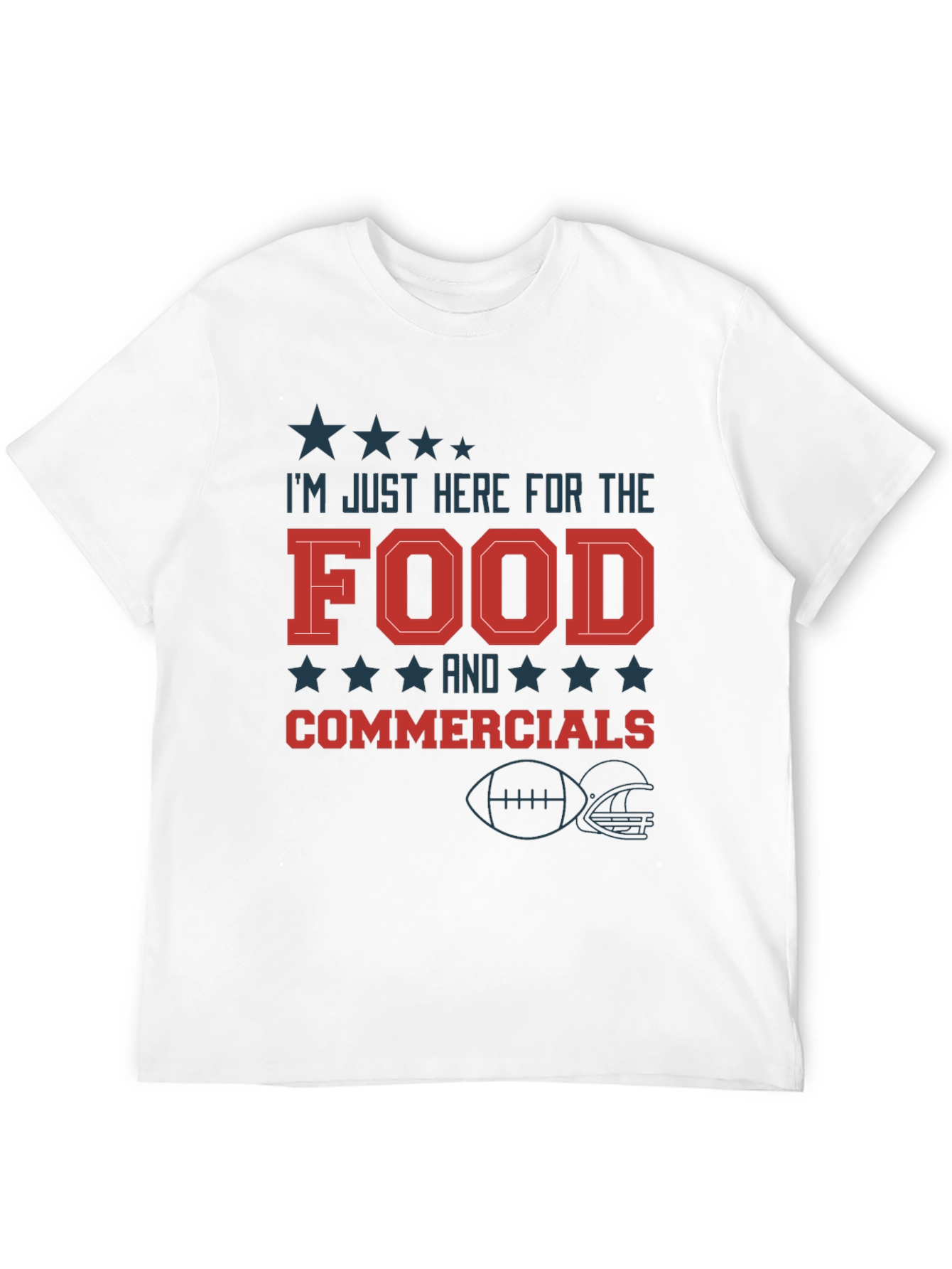 Black I'm Just Here for the Food & Commercials Football T-Shirt view 12