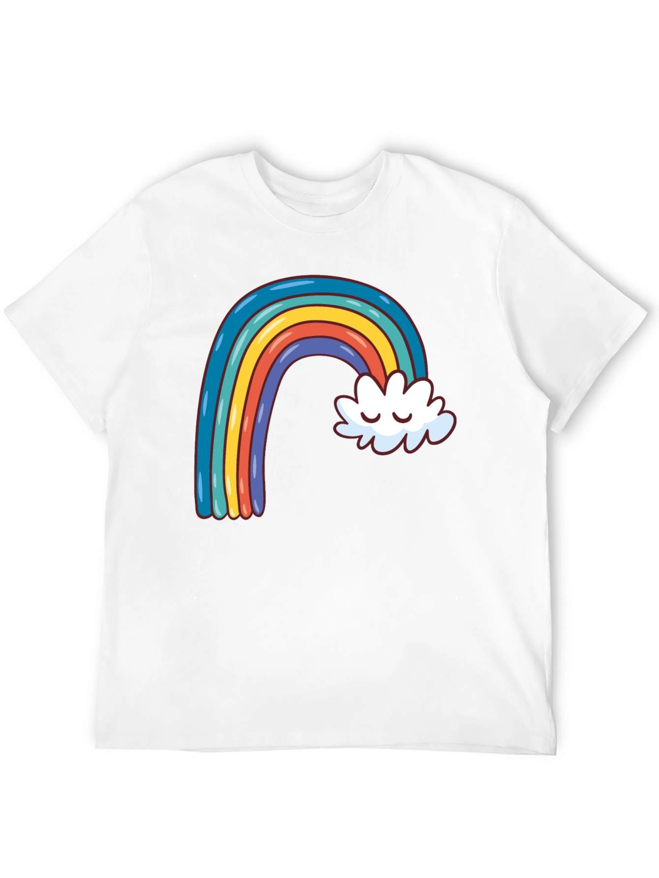 Black Rainbow & Cloud Graphic Tee - Black Cotton Casual Shirt view 12