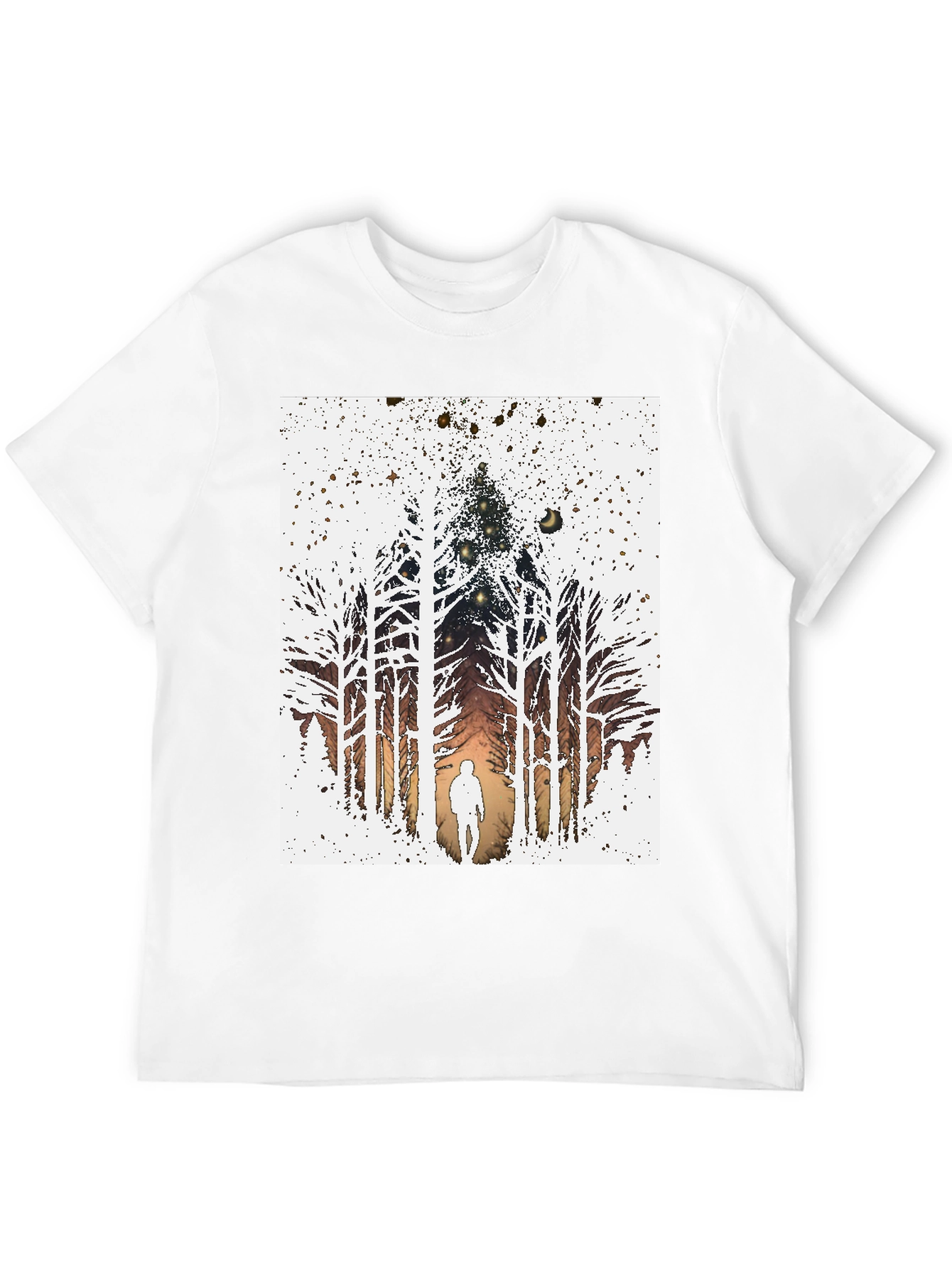 Black Eerie Forest T-Shirt - Silhouette in the Woods view 12