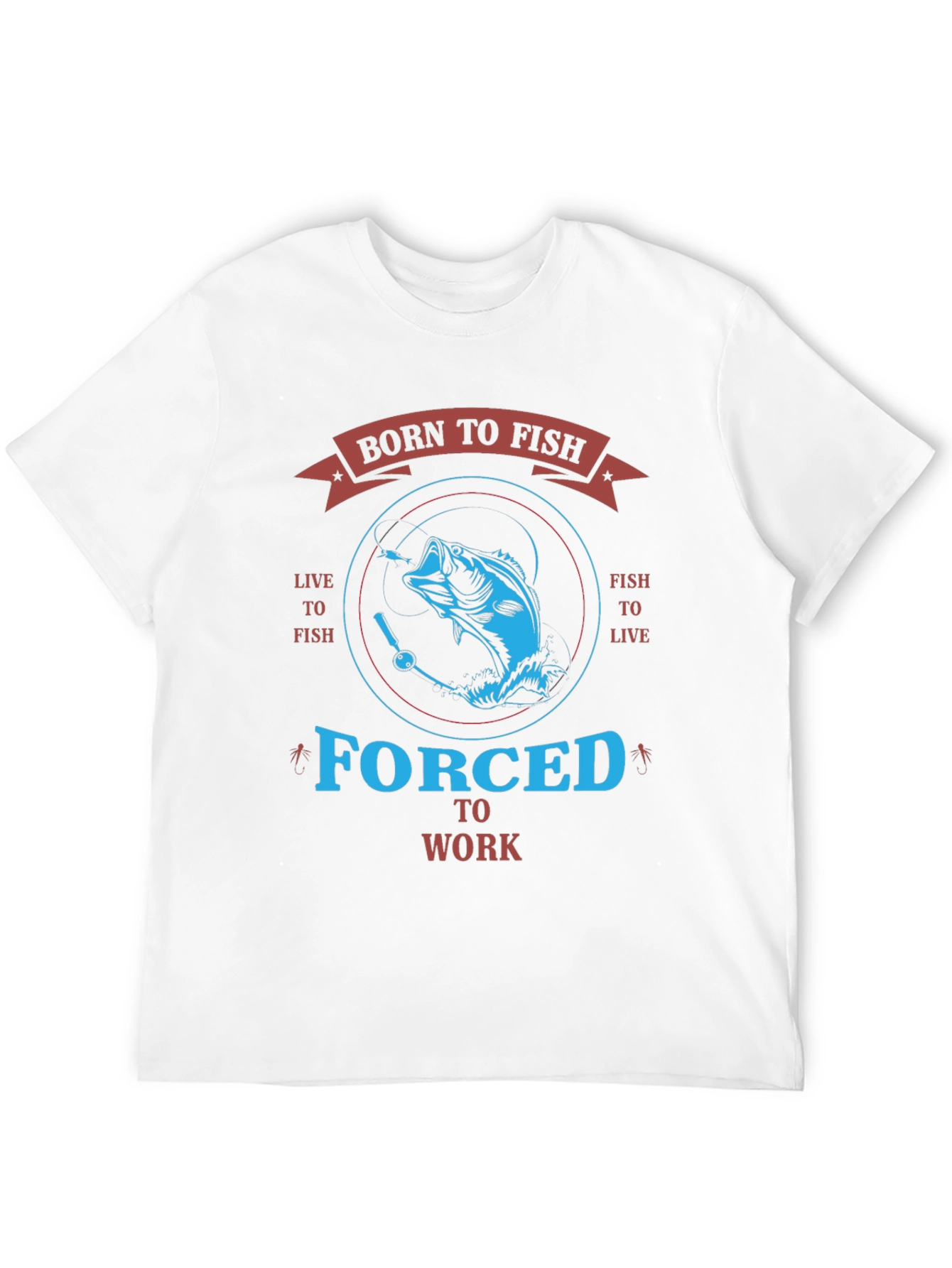 Black Born to Fish T-Shirt - Forced to Work Tee view 12