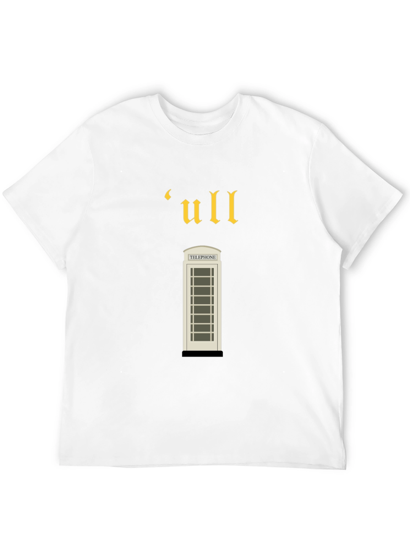 Black Vintage-Style 'ull' Telephone Booth Black T-Shirt view 12