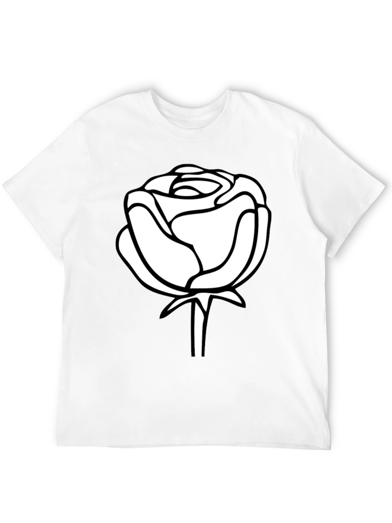 Black Black T-Shirt with White Rose Design view 12
