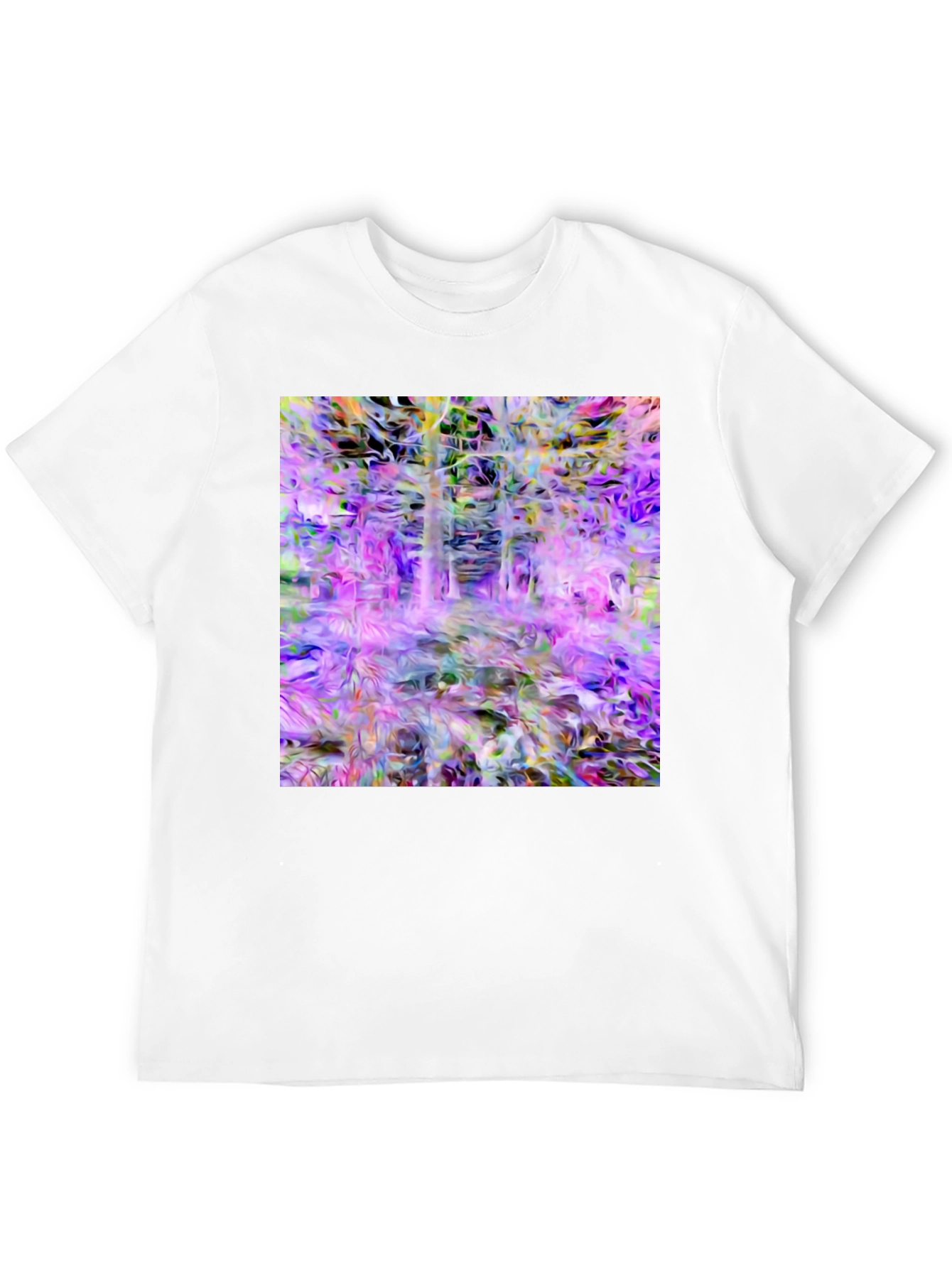 Black Abstract Forest Print Black T-Shirt view 12