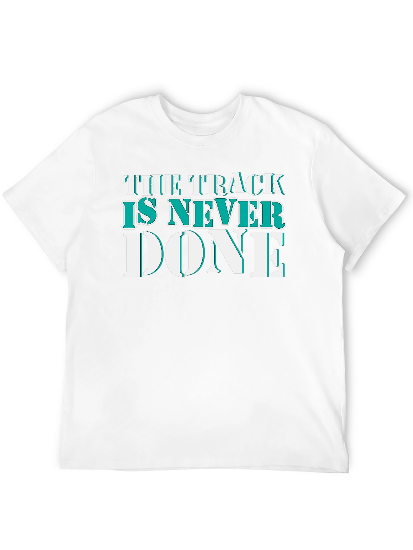 Black The Track Is Never Done Graphic T-Shirt view 12
