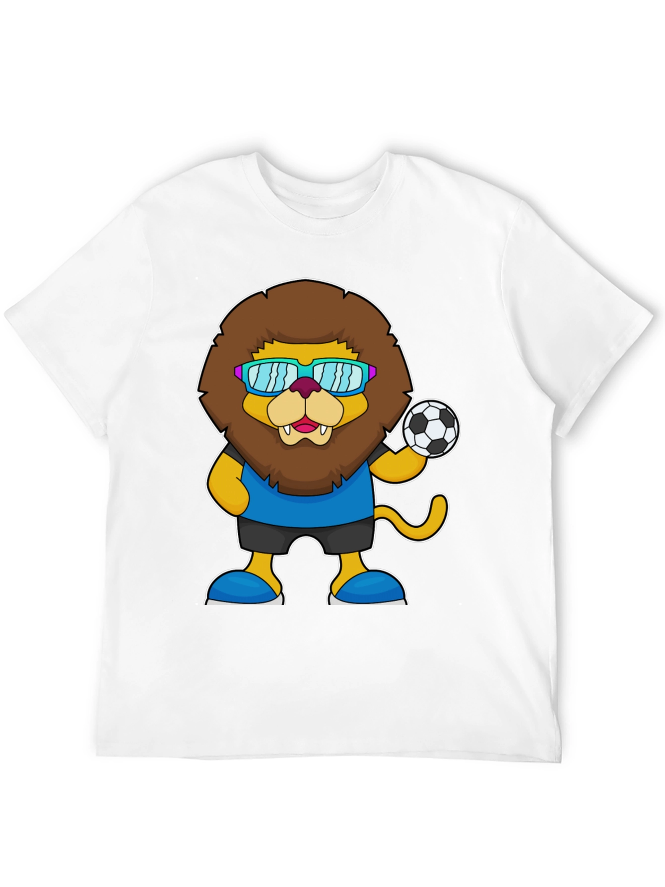 Black Lion Soccer T-Shirt - Fun Cartoon Graphic Tee view 12