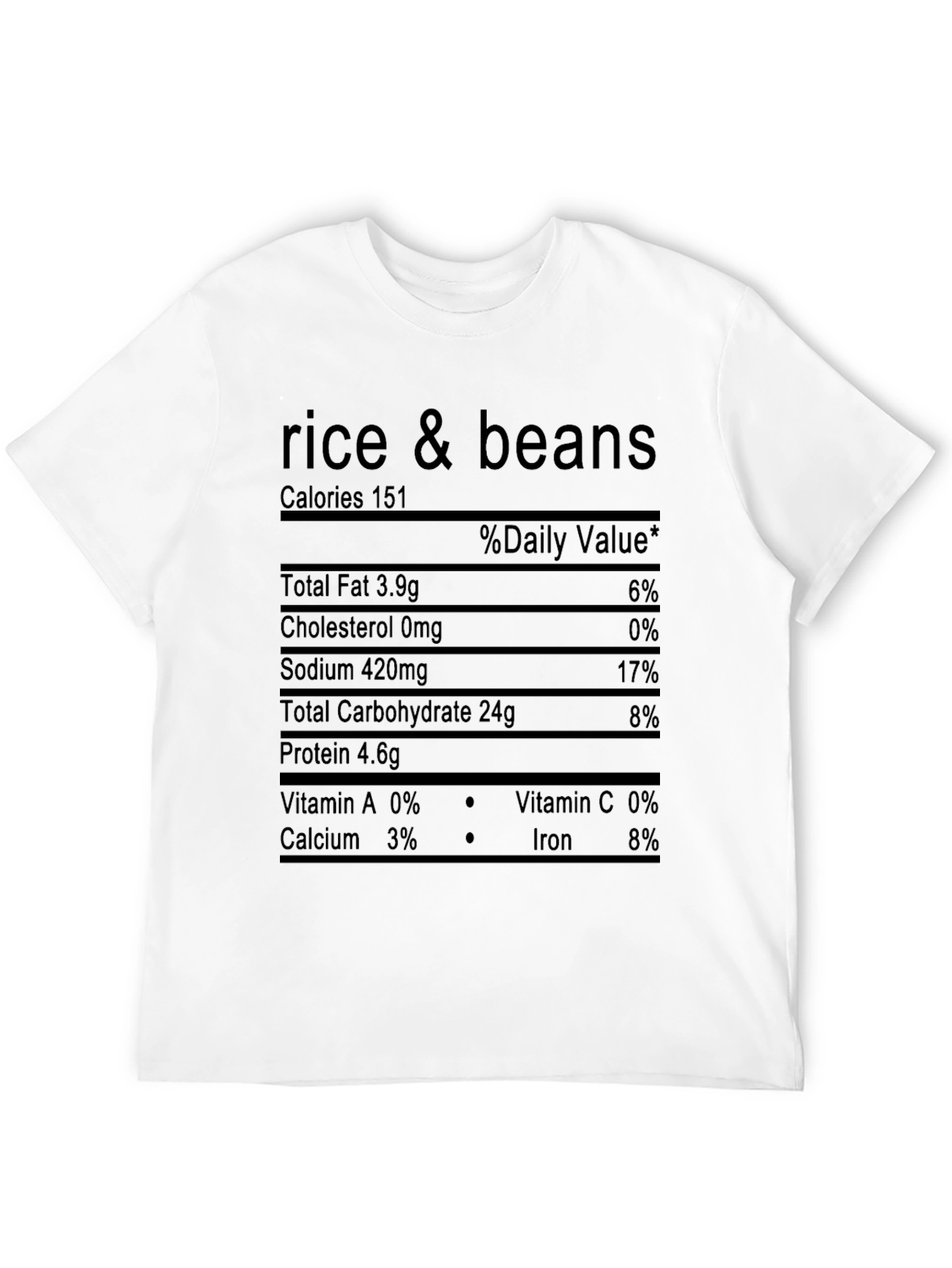 Black Rice & Beans Nutrition Facts Black T-Shirt view 12