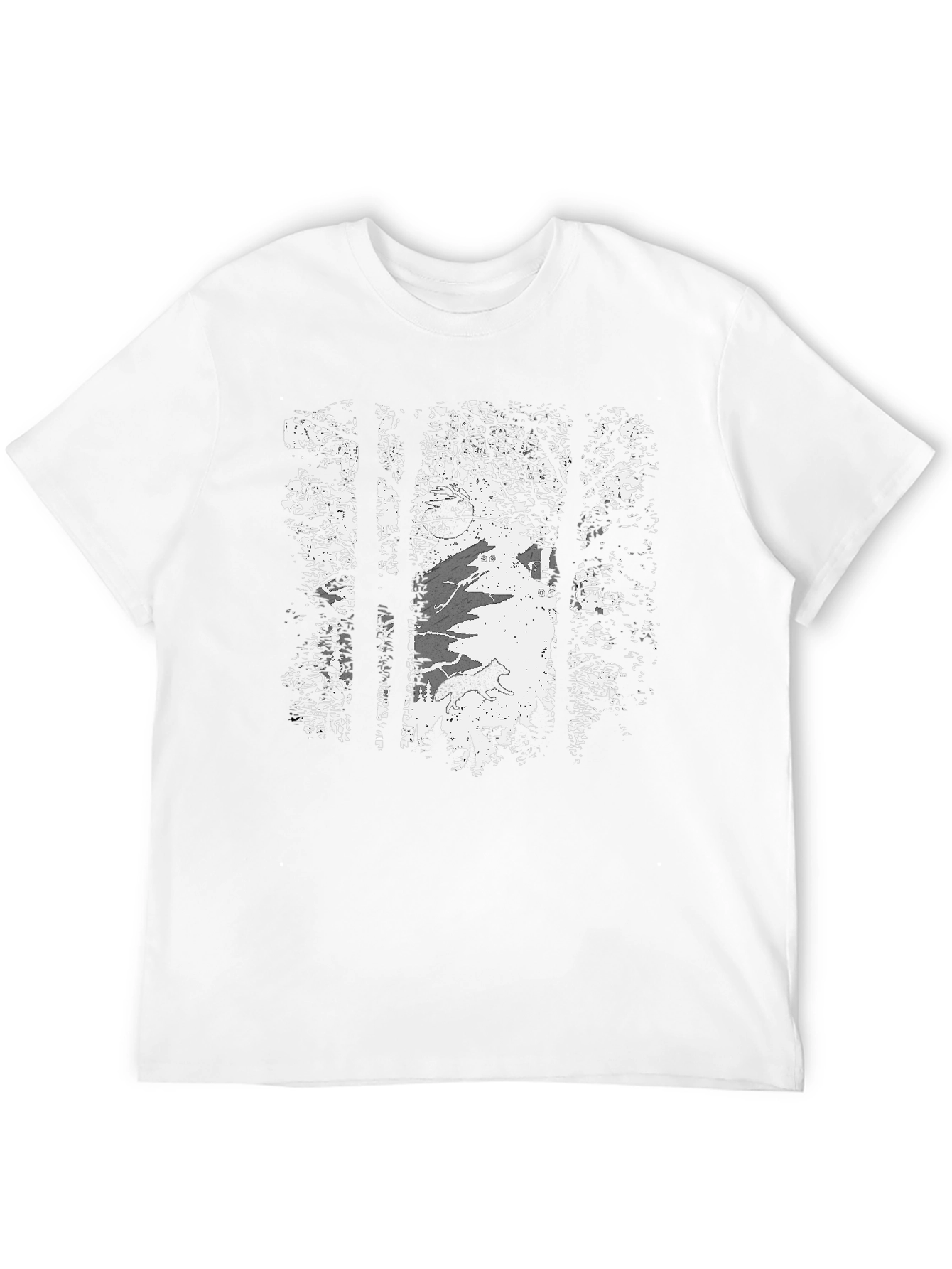 Black Wolf Moon Forest Tee - Graphic Print Black T-Shirt view 12