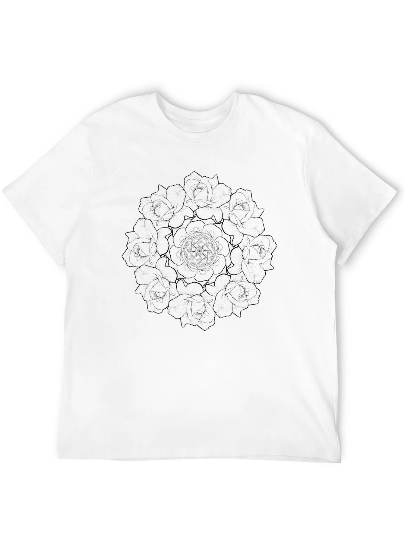 Black Floral Mandala Graphic Black T-Shirt view 12