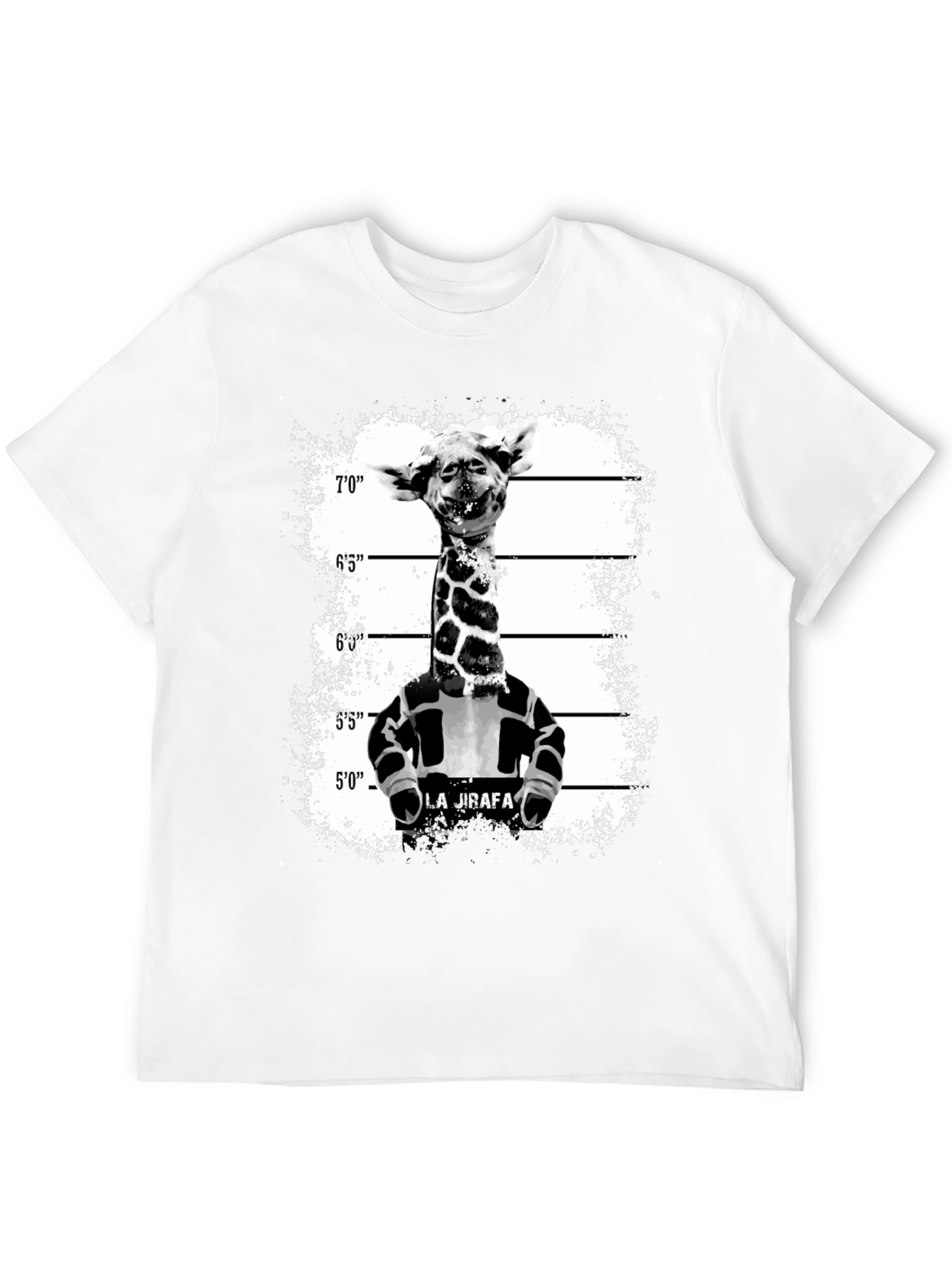 Black Giraffe Mugshot Graphic Tee - Funky Animal T-Shirt view 12