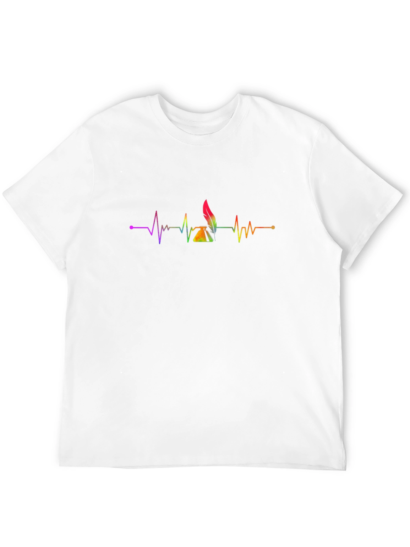 Black Heartbeat Writer T-Shirt - Rainbow Ink view 12