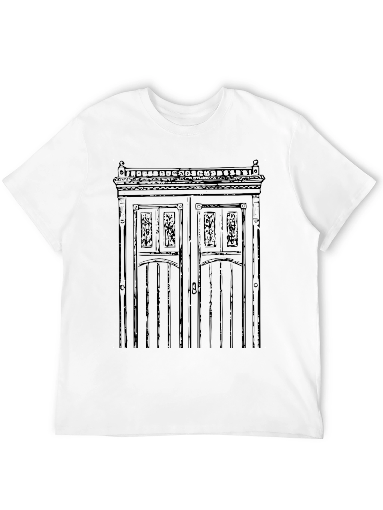 Black Vintage Door Graphic Tee - Black Cotton Blend view 12