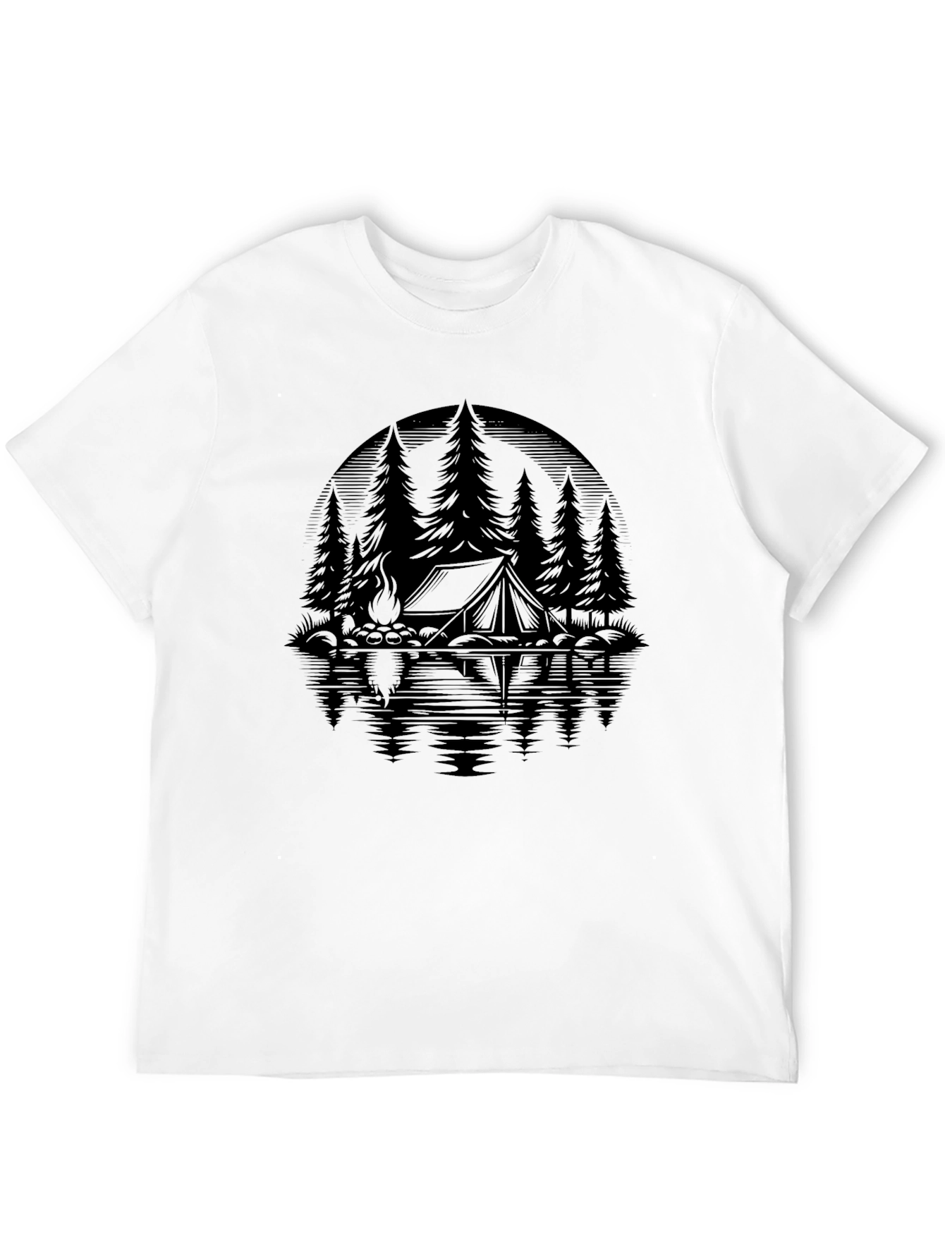 Black Camping Scene Black Graphic Tee view 12