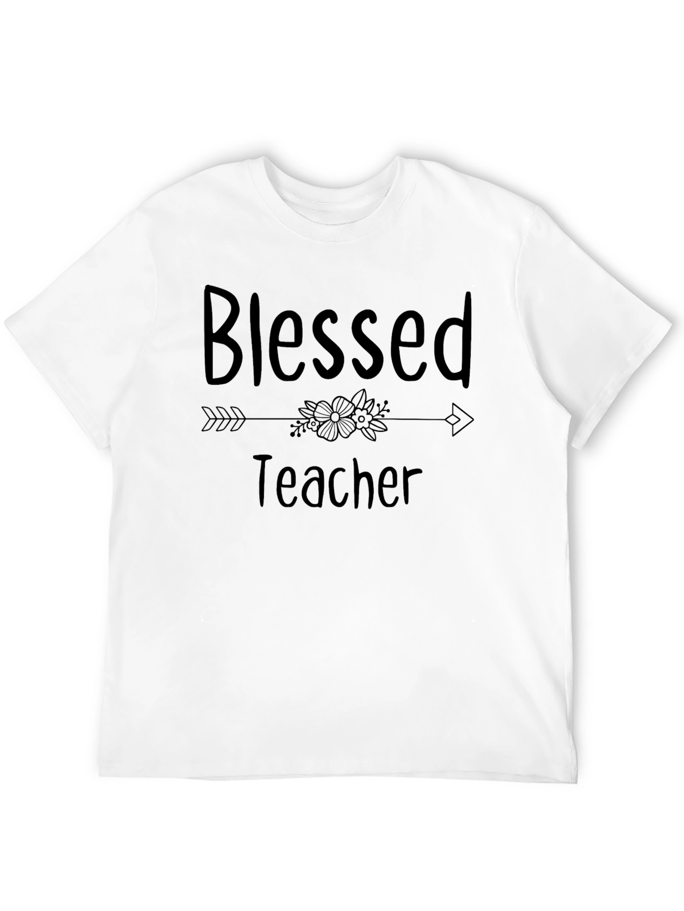 Black Blessed Teacher Graphic Tee - Black Cotton T-Shirt view 12