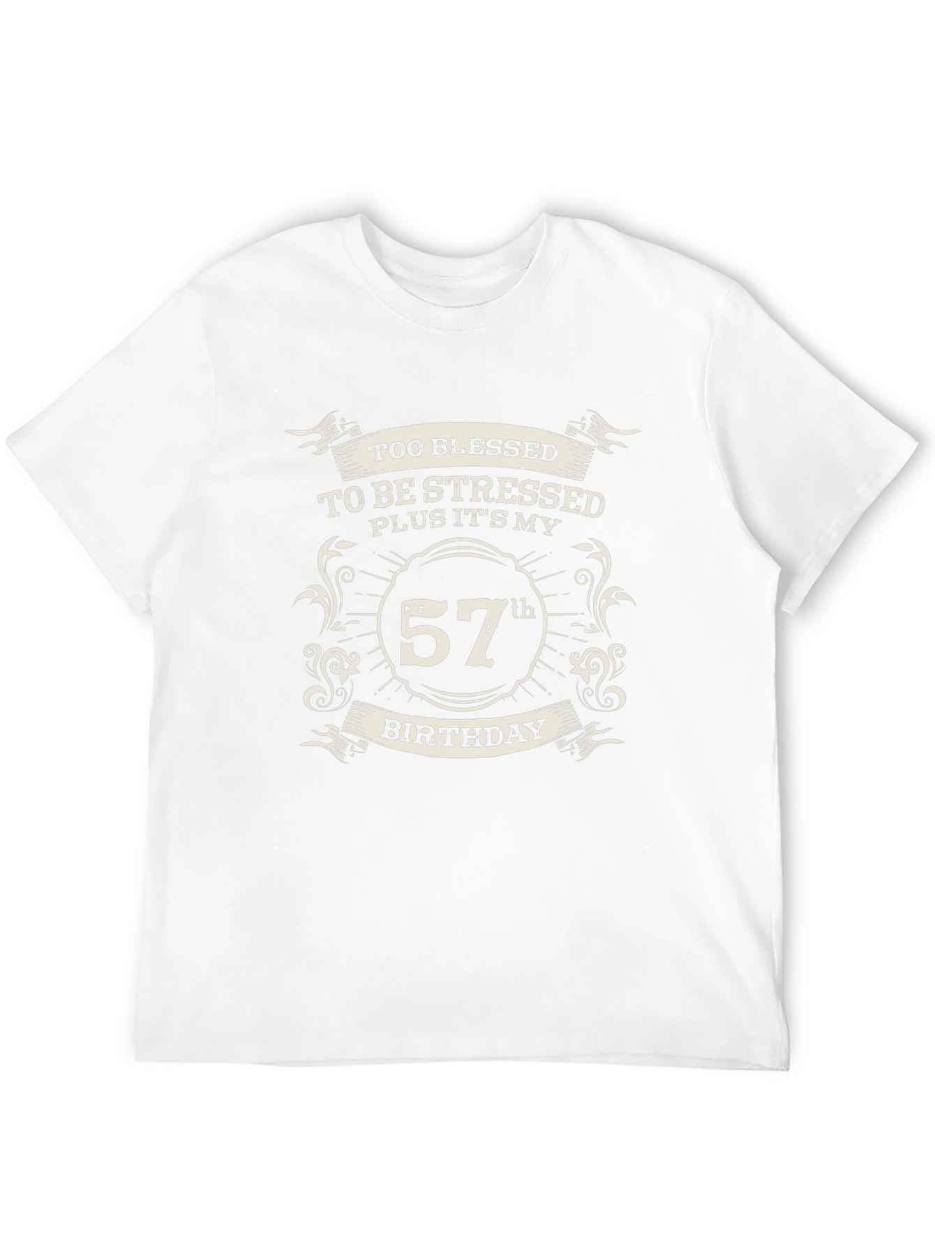 Black 57th Birthday T-Shirt - Blessed and Stress-Free view 12