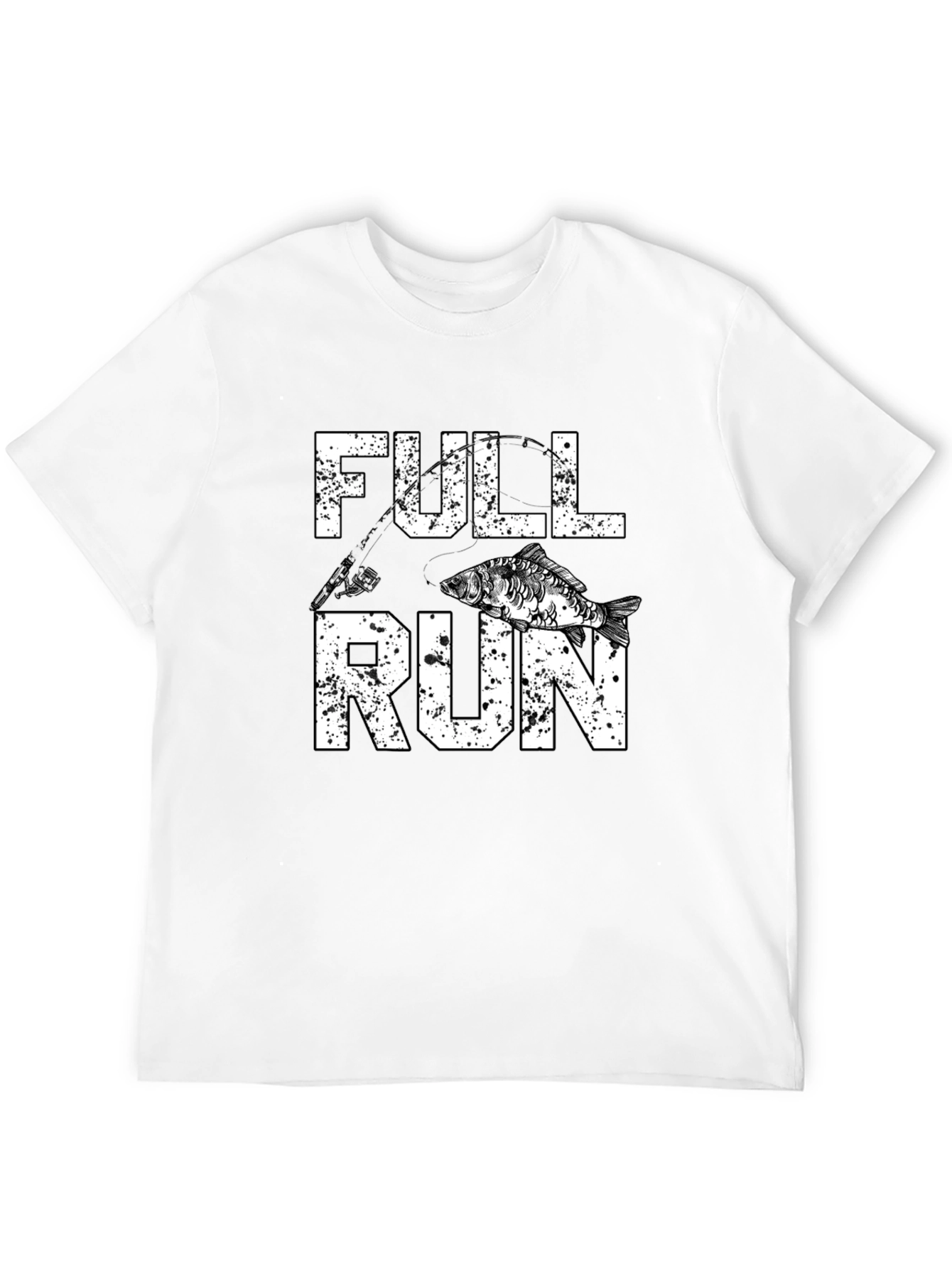 Black Full Run Fishing Graphic T-Shirt view 12