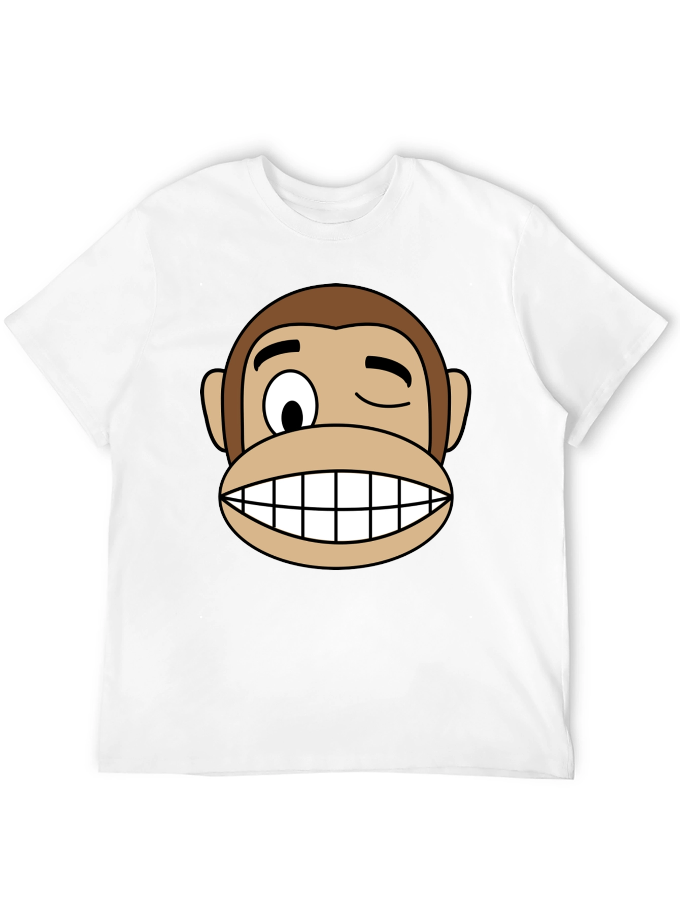 Black Funny Monkey Face Graphic Black T-Shirt view 12