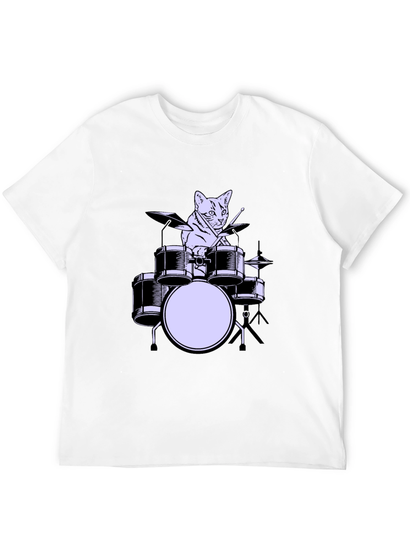 Black Cat Drummer Graphic Tee - Cool Musician Cat Shirt view 12