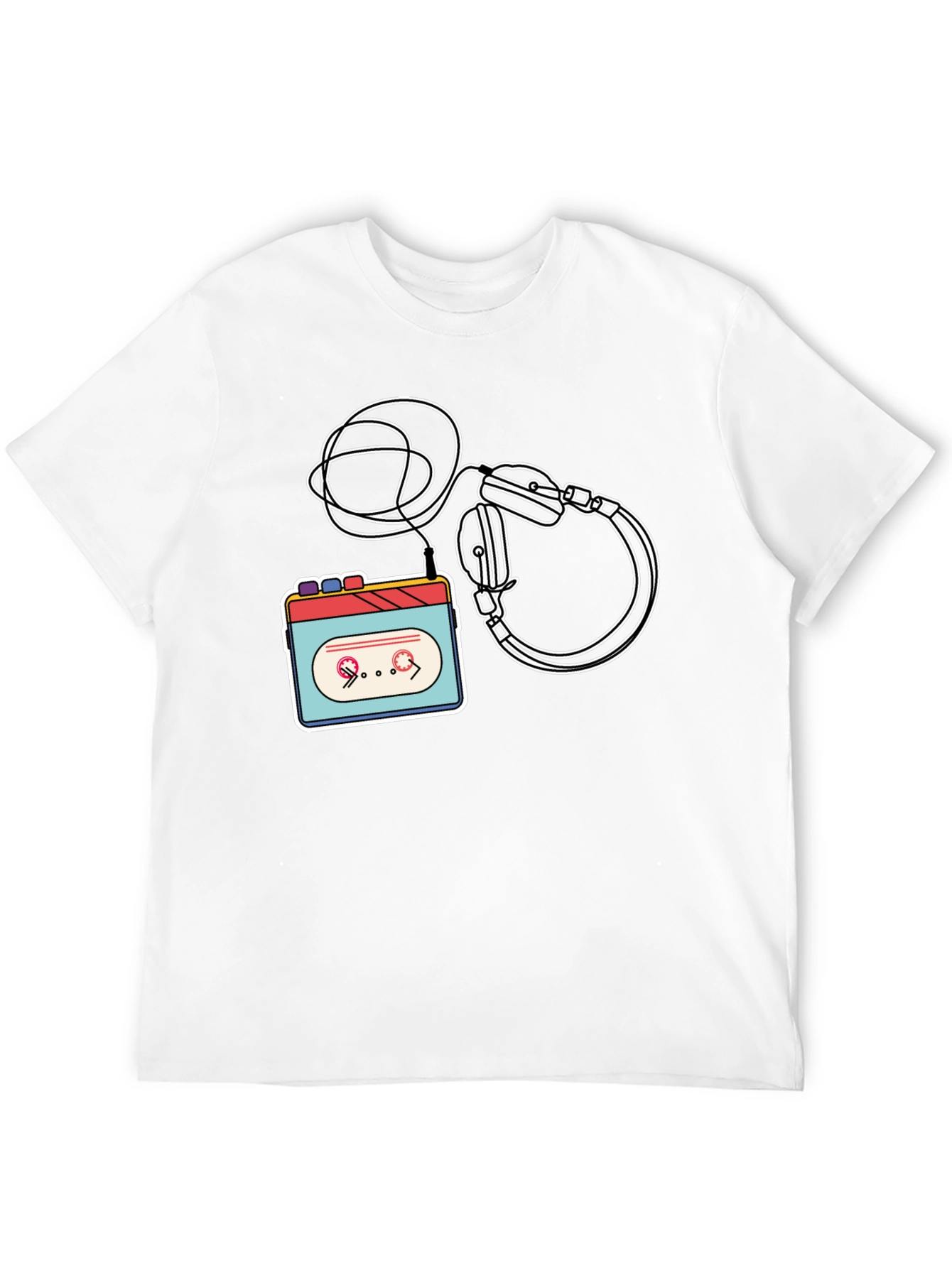 Black Retro Cassette & Headphones Graphic Tee view 12