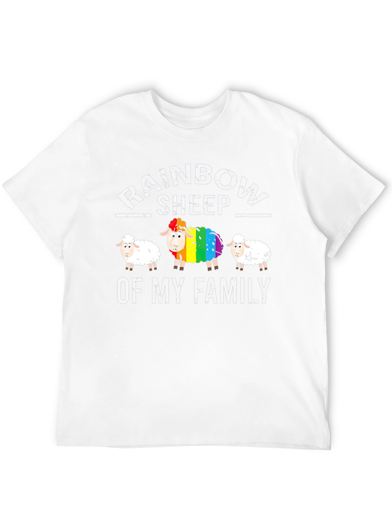 Black Rainbow Sheep Family T-Shirt, Pride LGBT Tee view 12