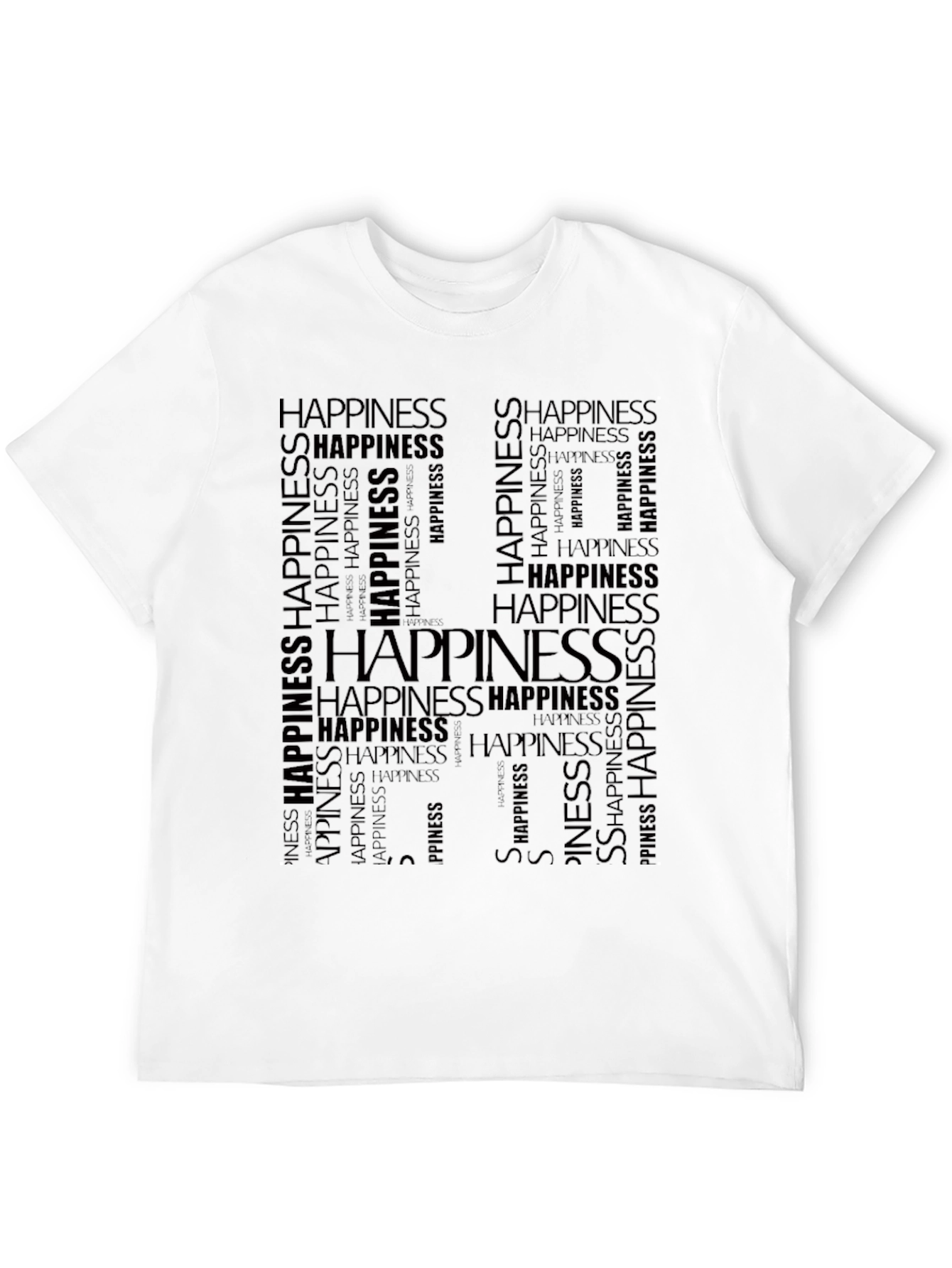 Black Happiness Word Art Graphic Tee - Black view 12
