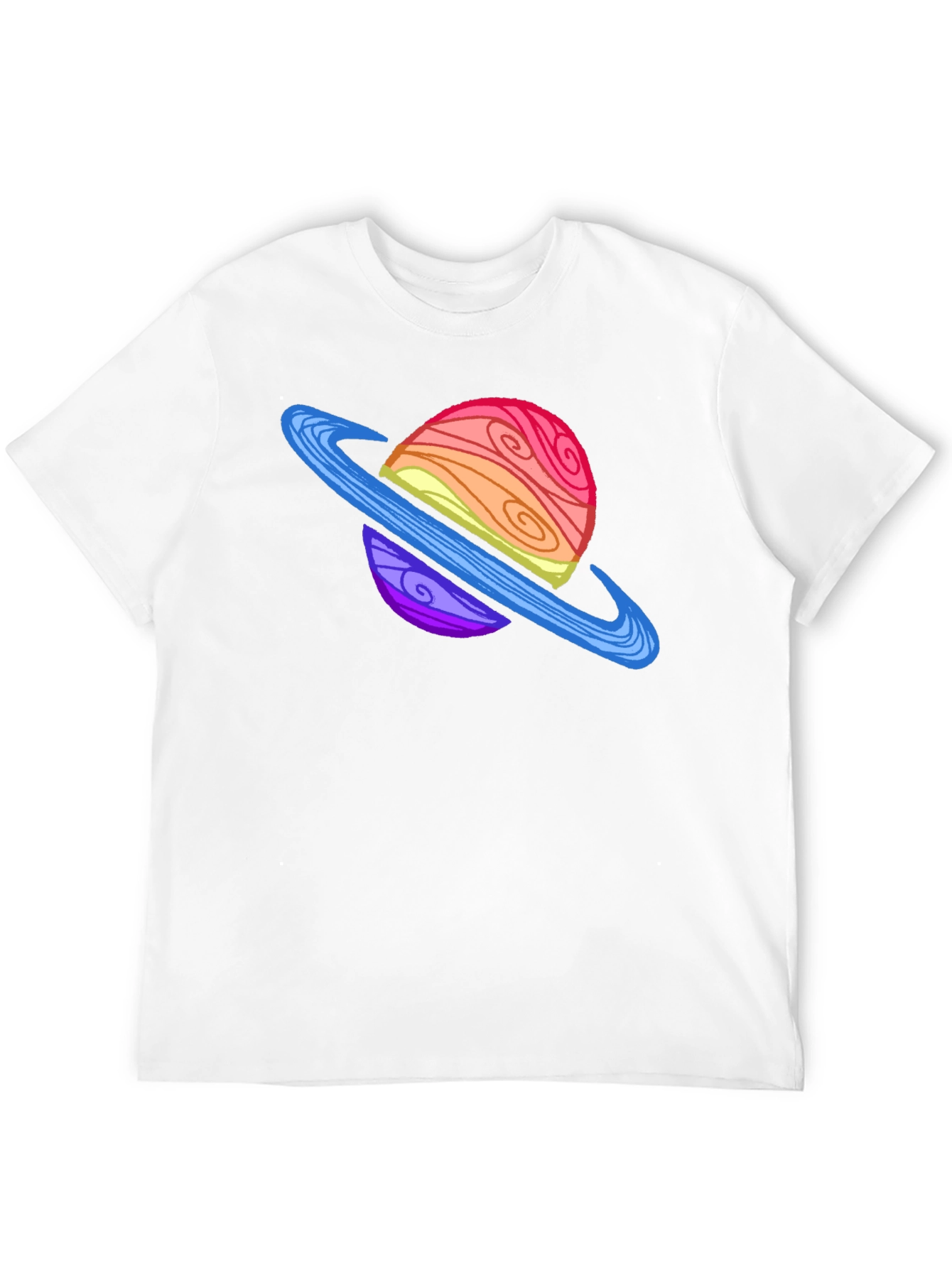 Black Cartoon Planet Graphic Tee - Black Crew Neck T-Shirt view 12