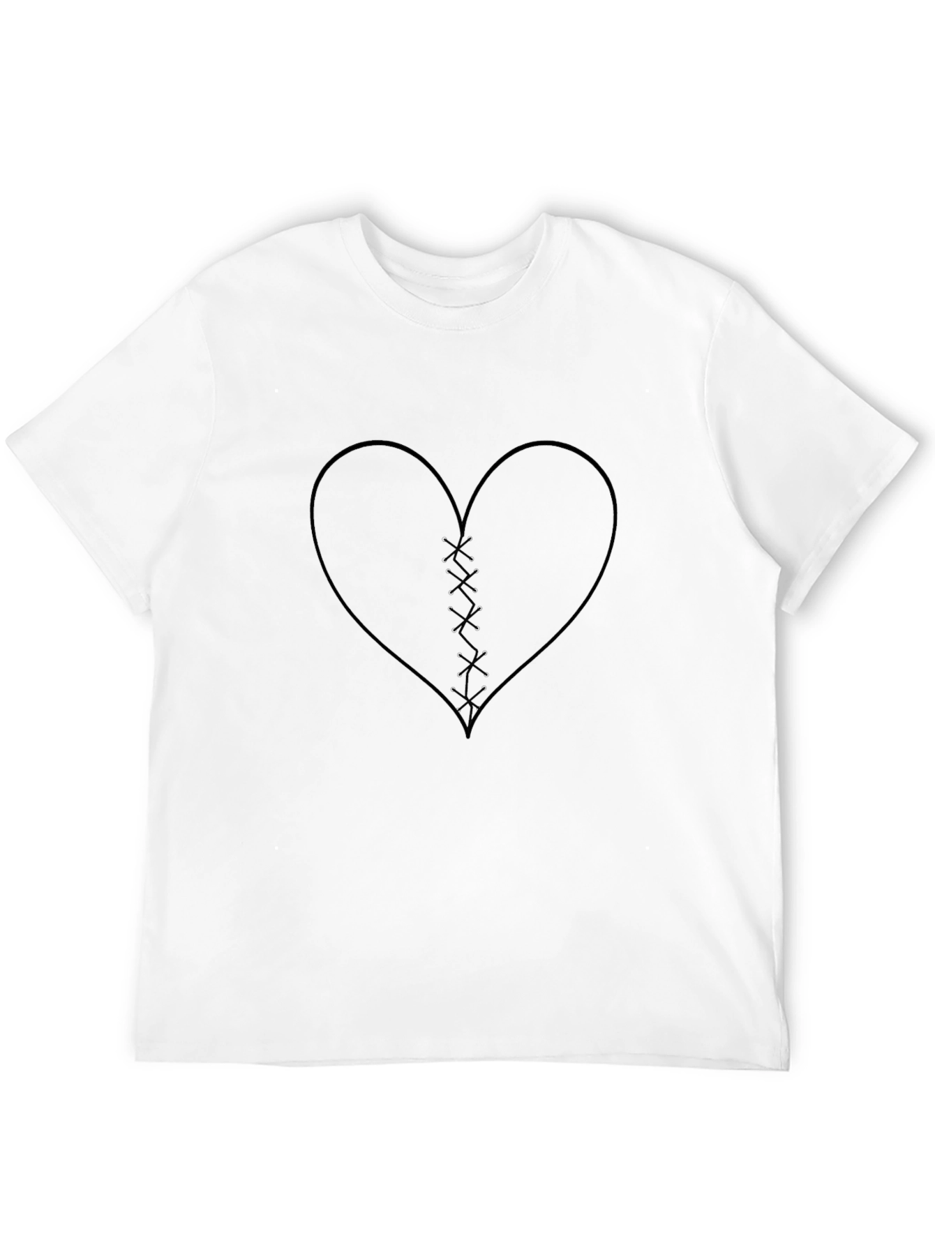 Black Stitched Heart Graphic Tee - Black view 12