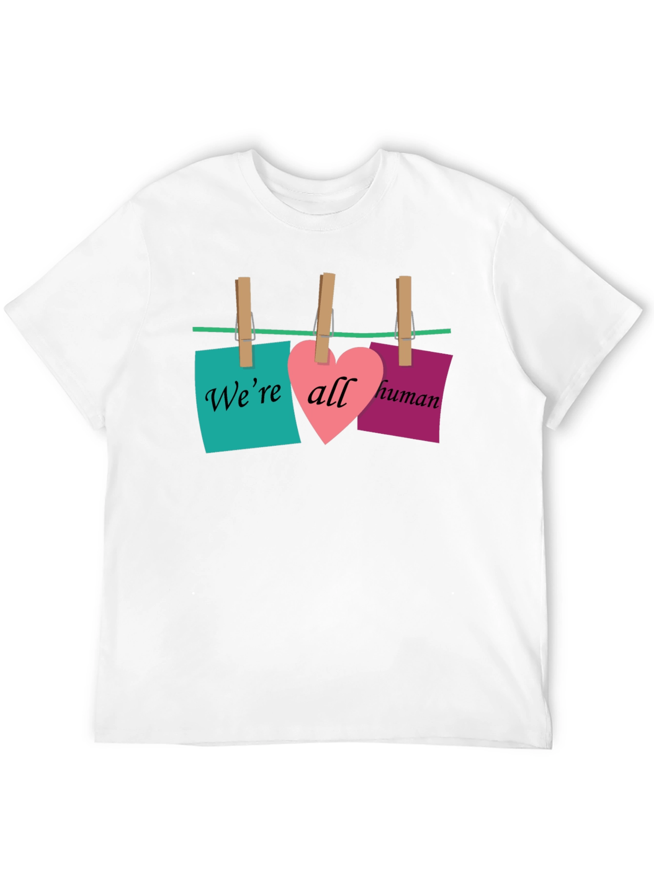 Black We're All Human T-Shirt - Equality & Love Design view 12