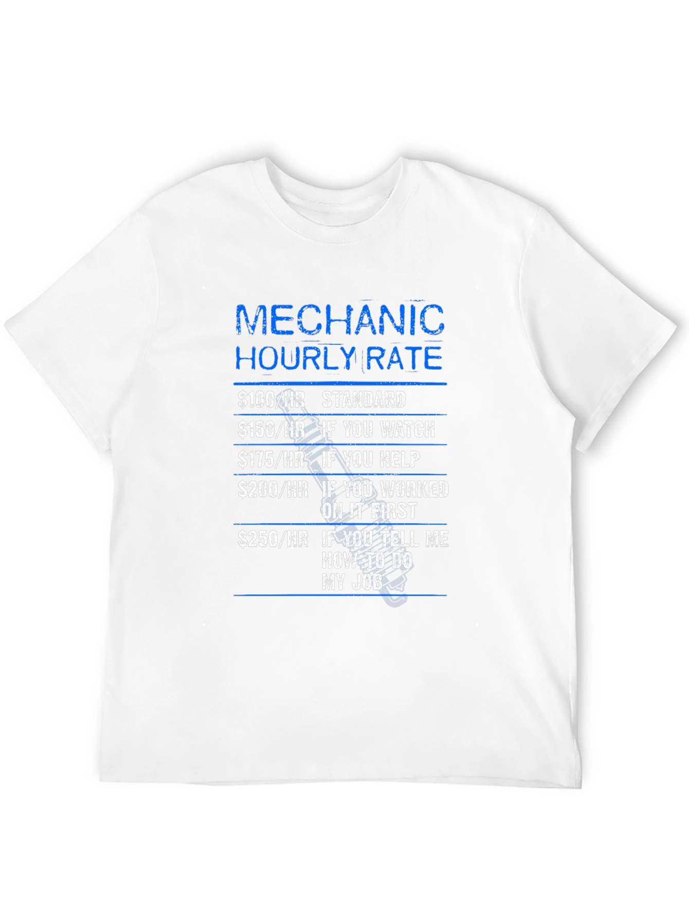 Black Mechanic Hourly Rate Funny T-Shirt view 12