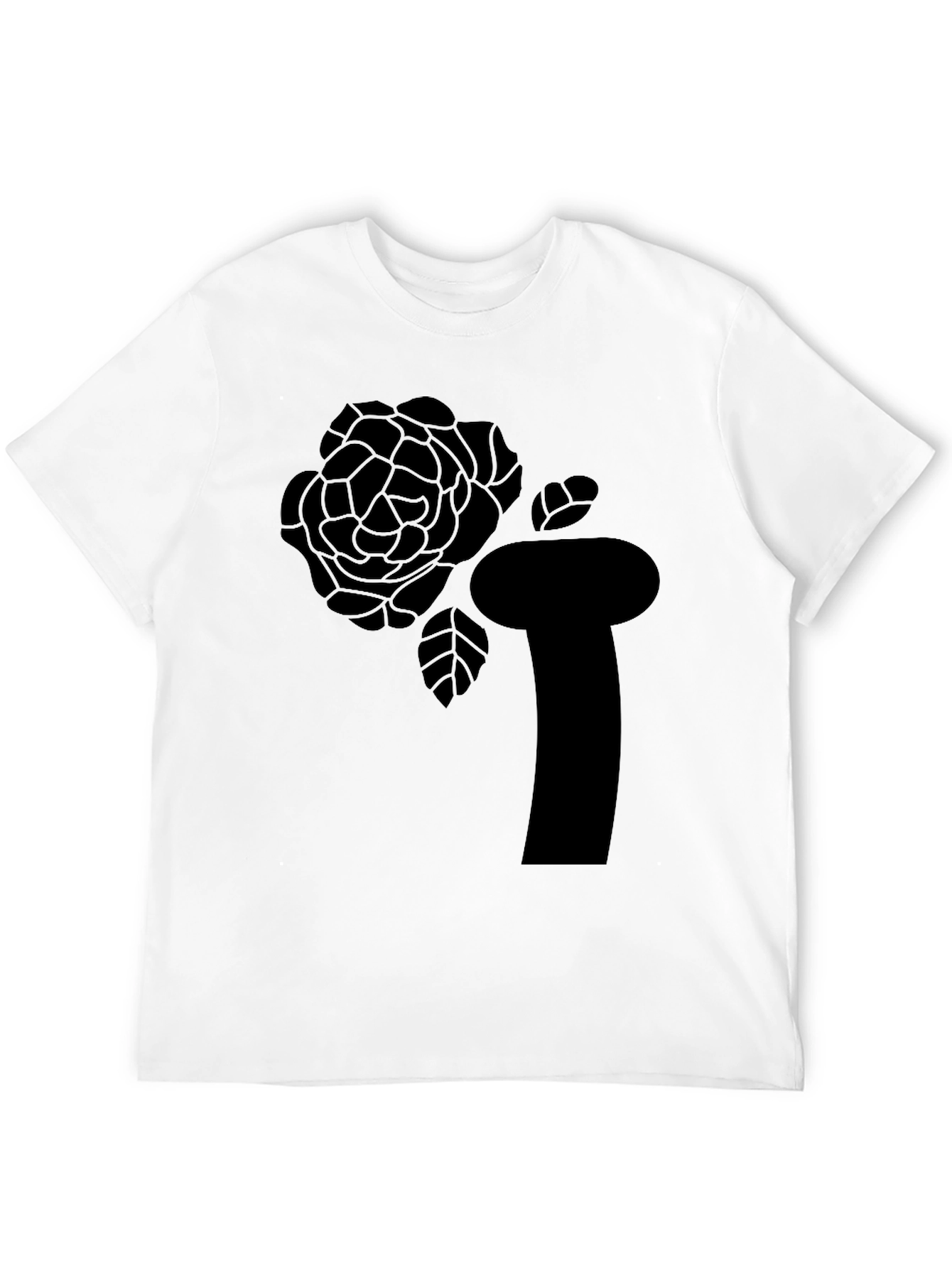 Black Black T-Shirt with Abstract Rose Graphic view 12