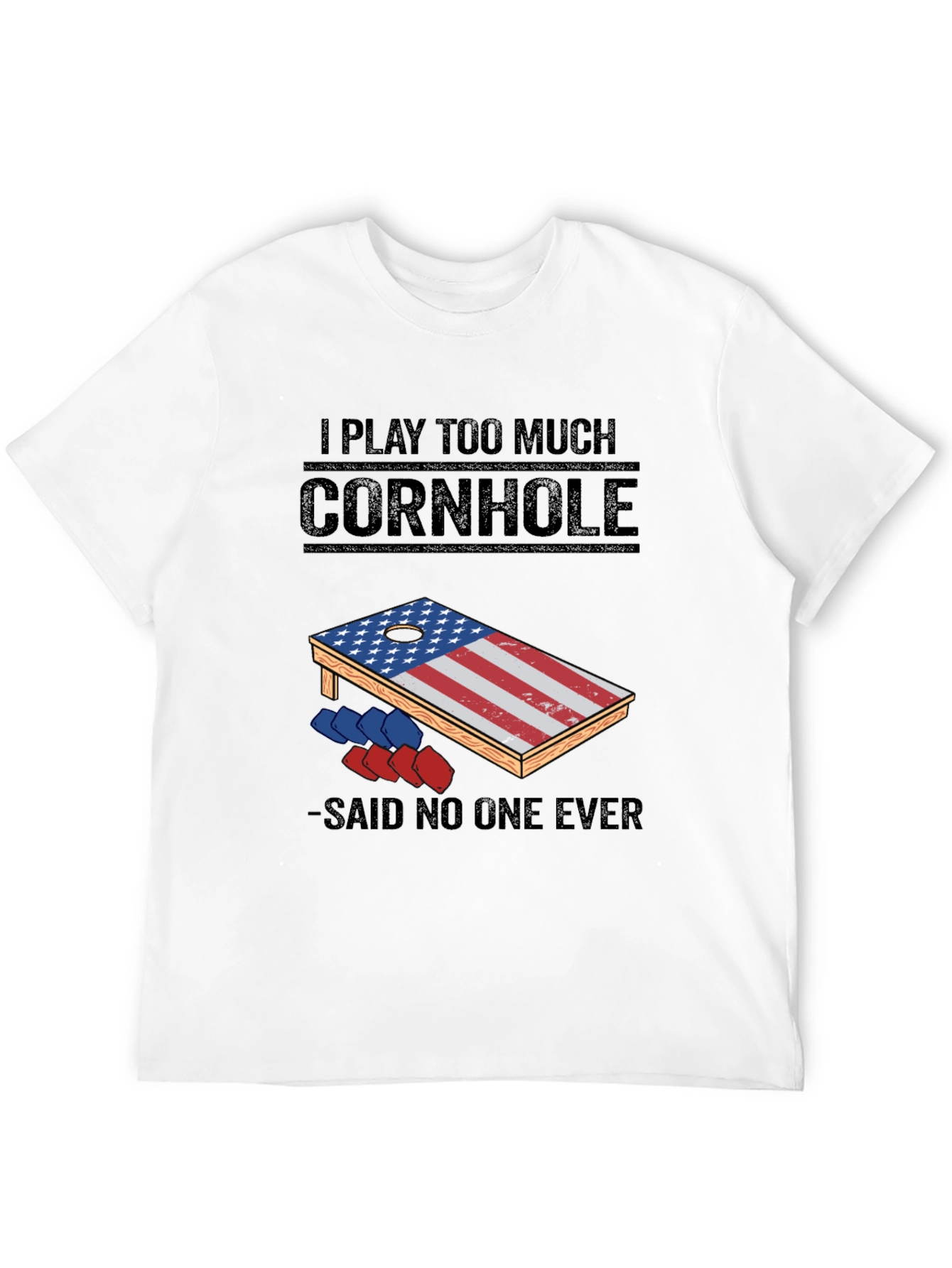 Black I Play Too Much Cornhole T-Shirt view 12