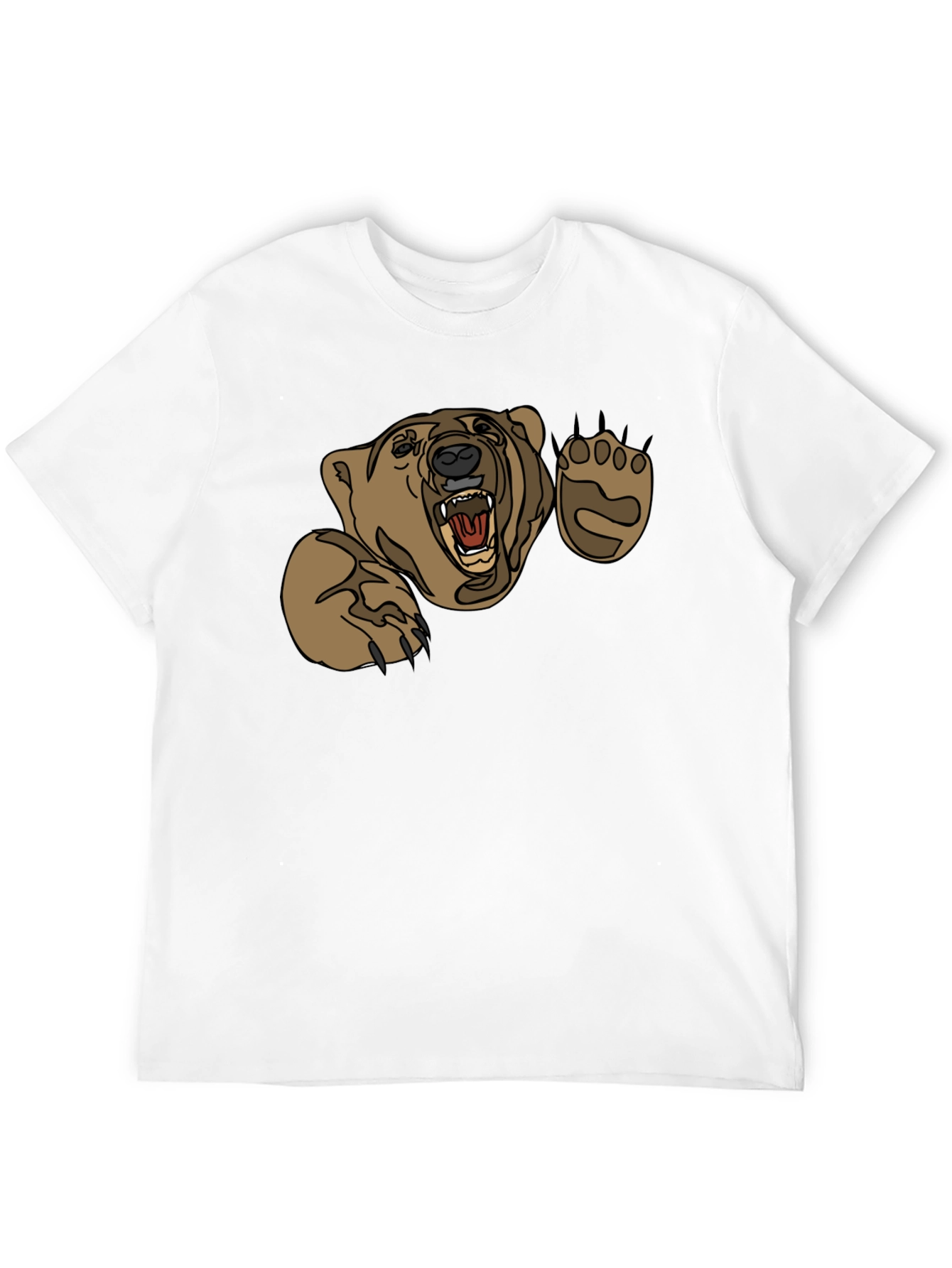 Black Grizzly Bear Graphic Print Black T-Shirt view 12