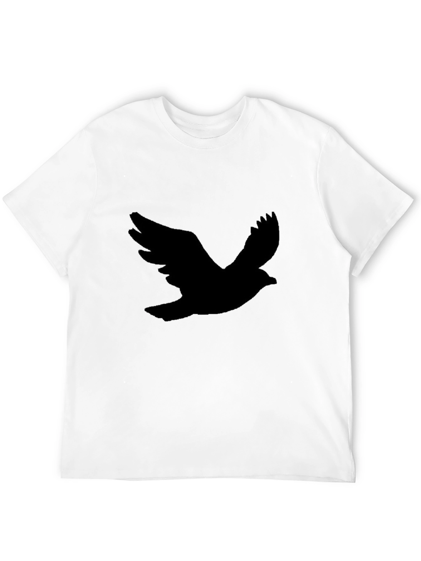 Black Men's Black T-Shirt with Bird Silhouette view 12