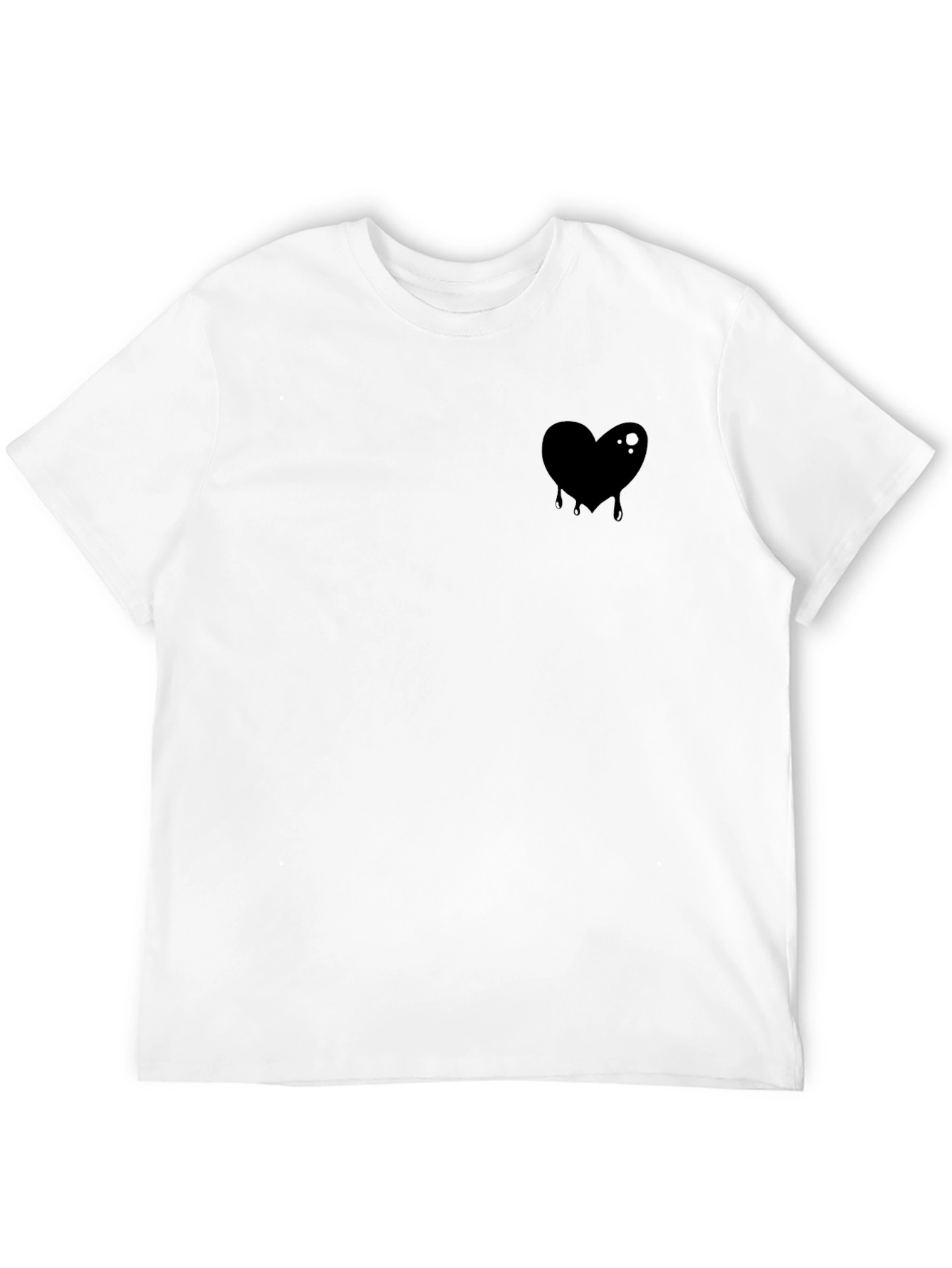 Black Men's Black T-Shirt with Dripping Heart Graphic view 12