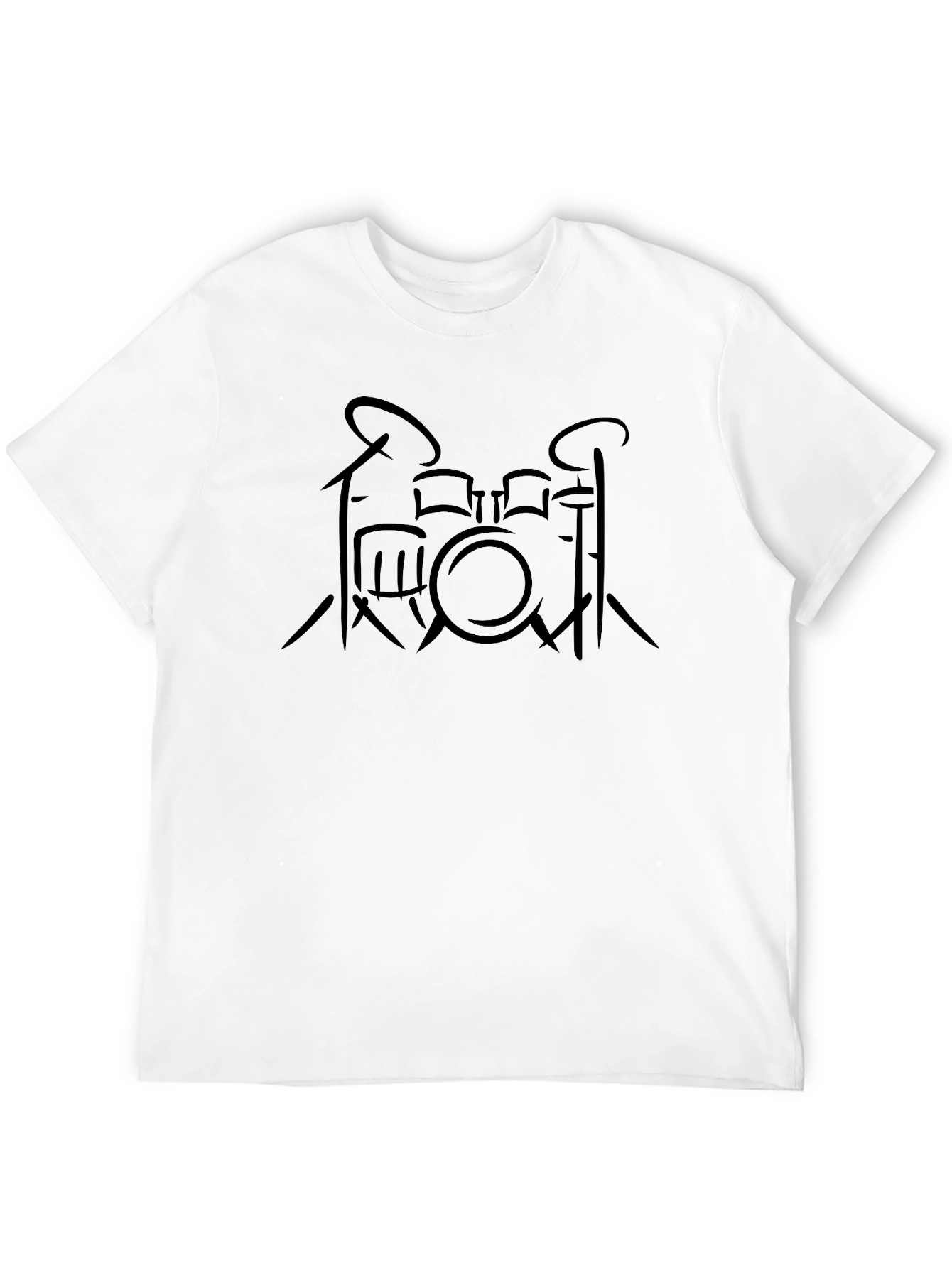 Black Drum Set Graphic T-Shirt - Black Cotton Tee view 12