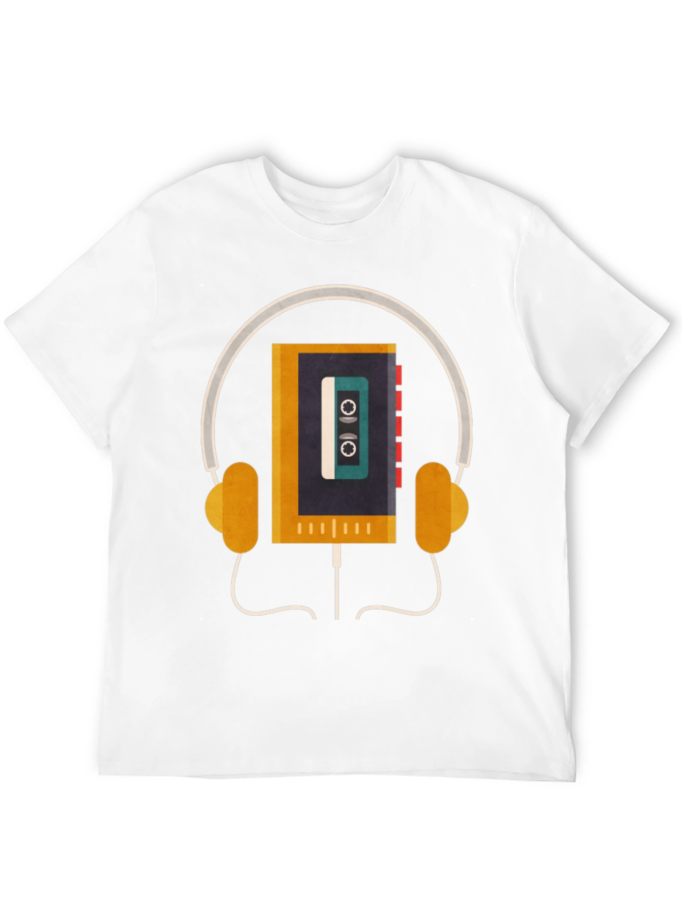 Black Retro Cassette Player Headphones Graphic Tee view 12