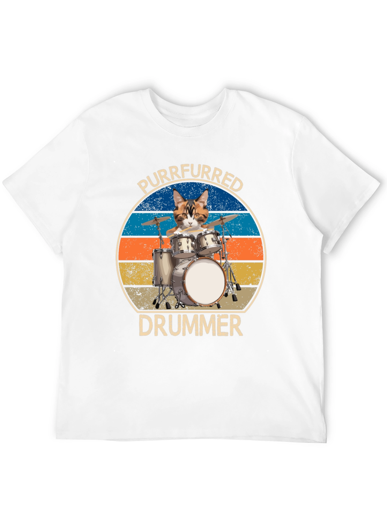Black Purrfurred Drummer T-Shirt - Cat Lover Music Tee view 12