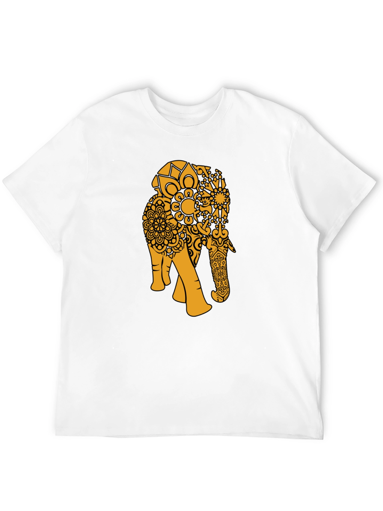 Black Black T-Shirt with Gold Elephant Mandala view 12