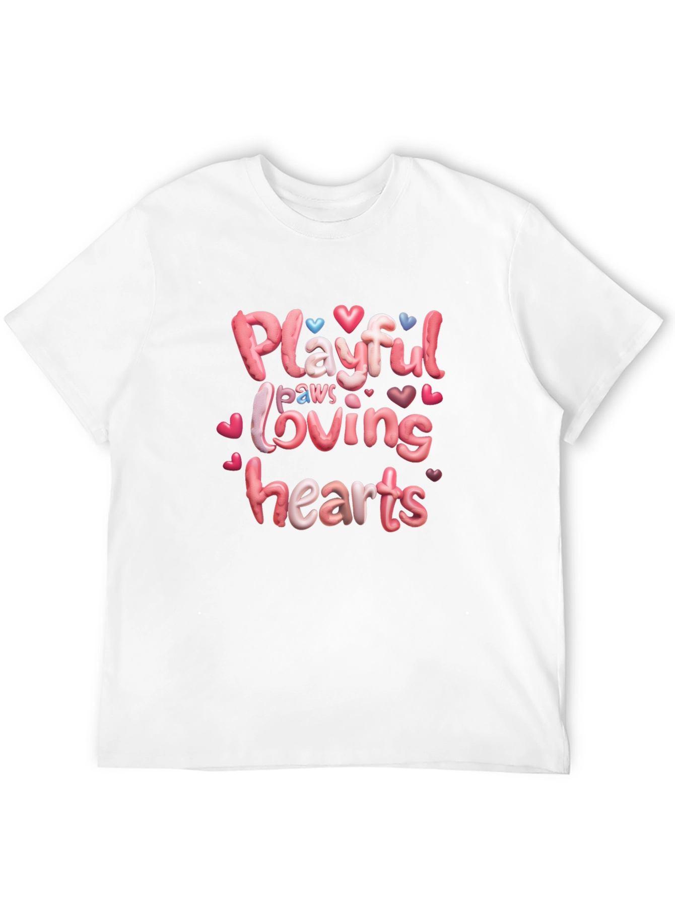 Black Playful Paws Loving Hearts T-Shirt view 12