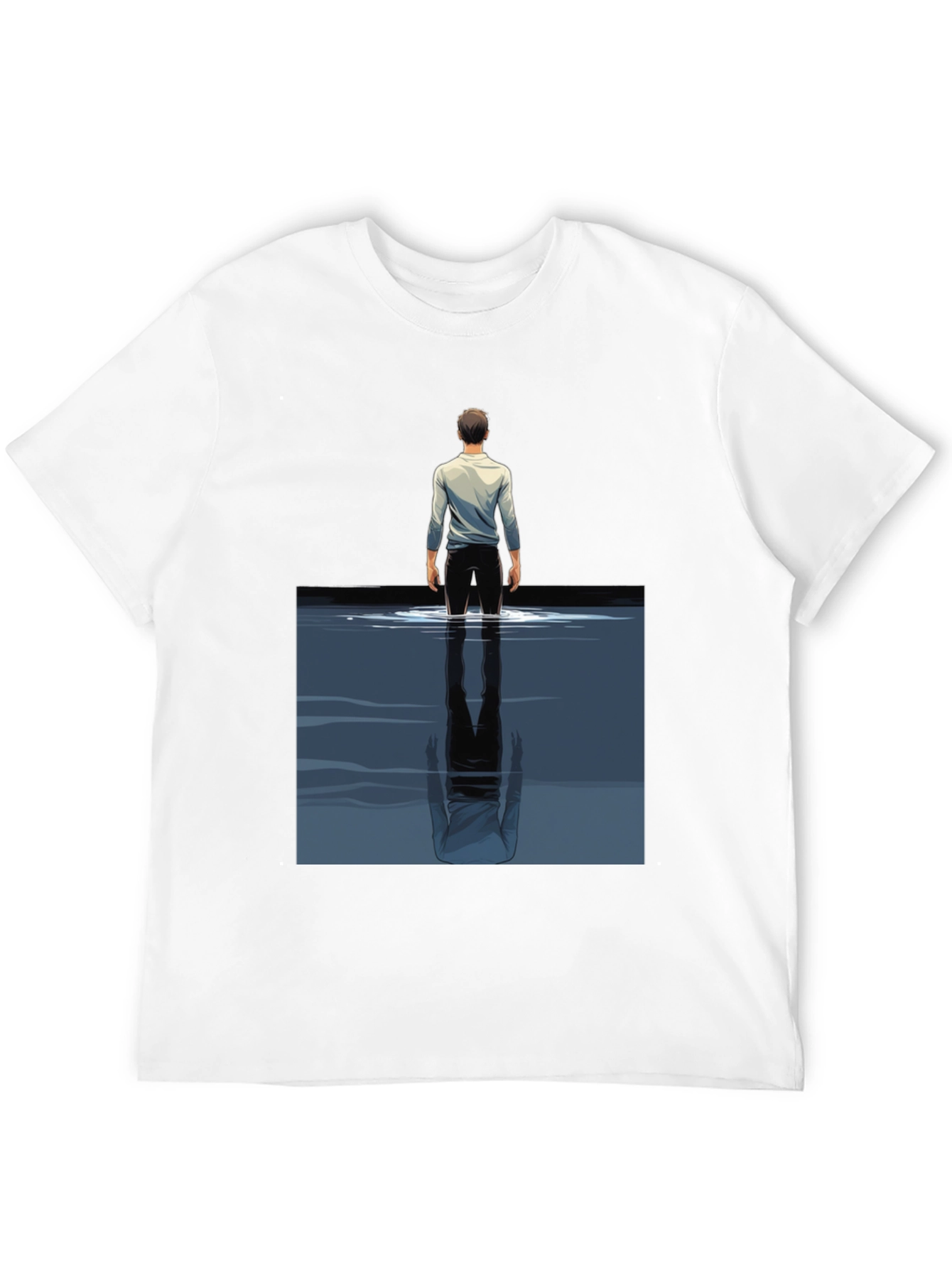 Black Reflective Water Graphic Tee - Stylish Men's Black T-Shirt view 12