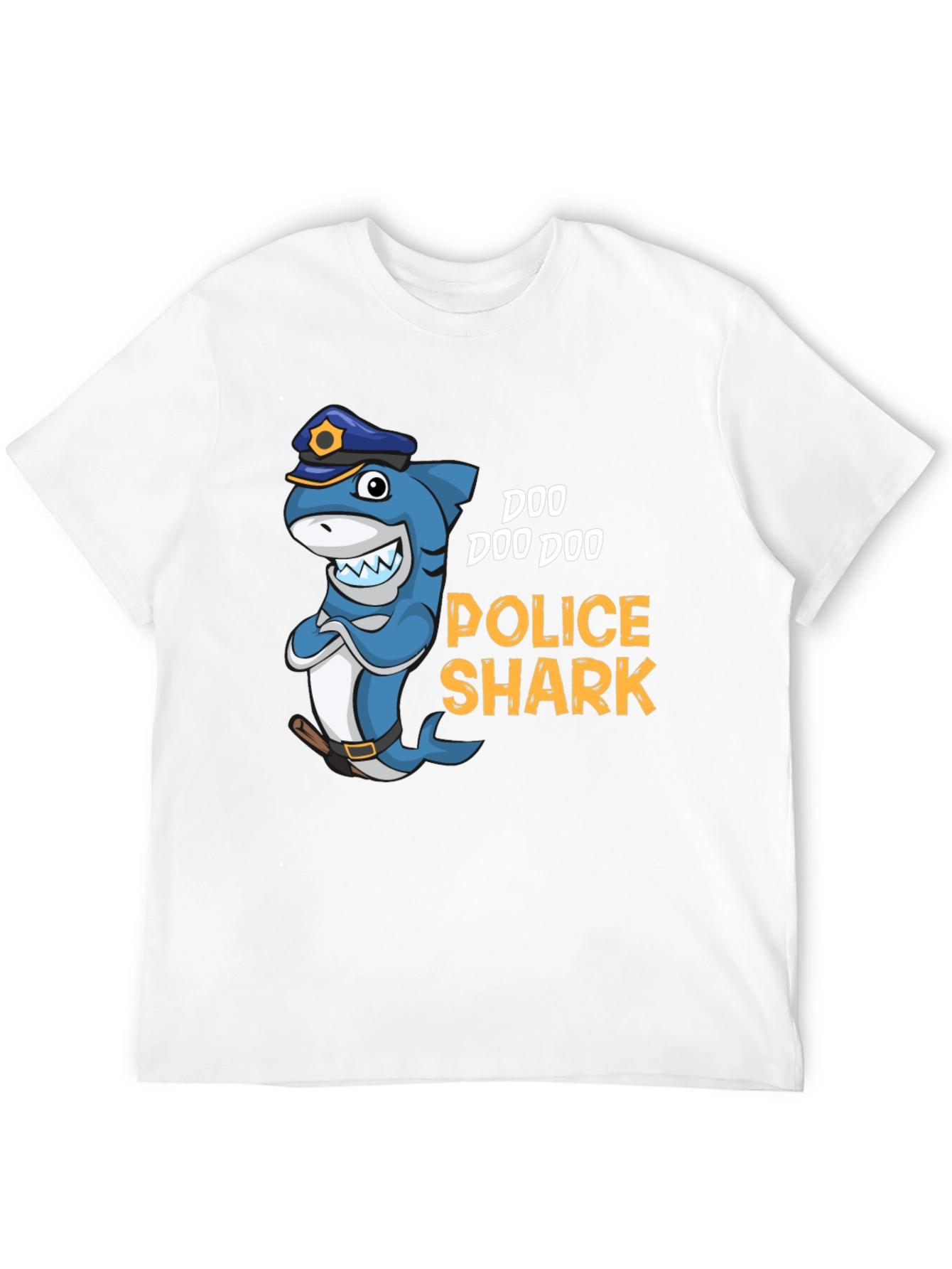 Black Doo Doo Doo Police Shark Graphic Tee view 12