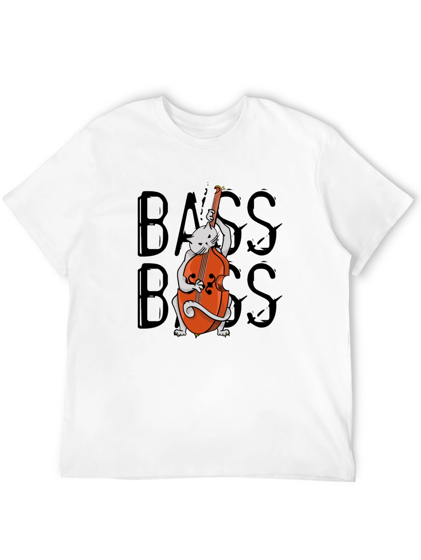 Black Cat Playing Bass T-Shirt - Cool Musician Tee view 12