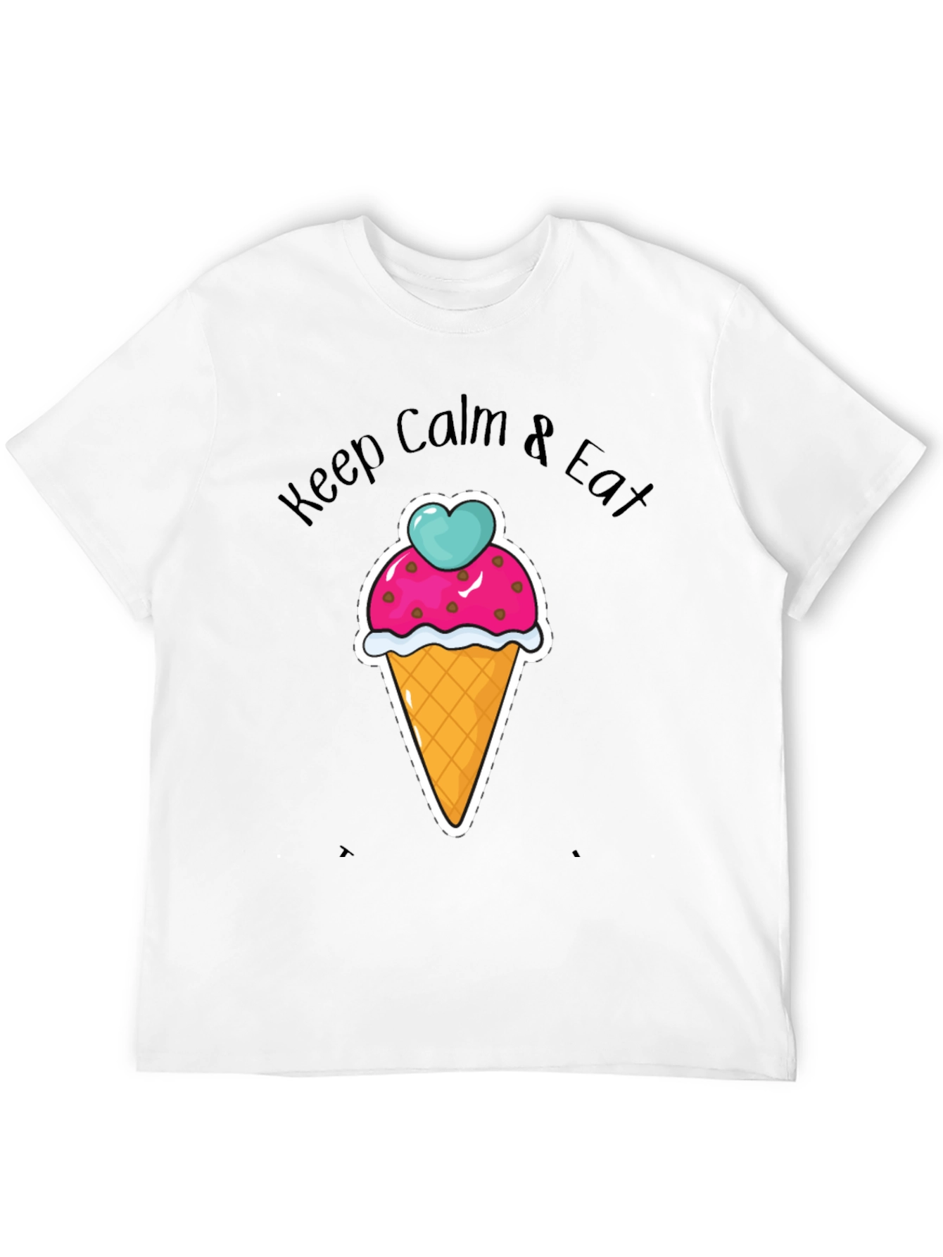 Black Keep Calm Eat Ice Cream Graphic T-Shirt - Black Cotton Tee view 12