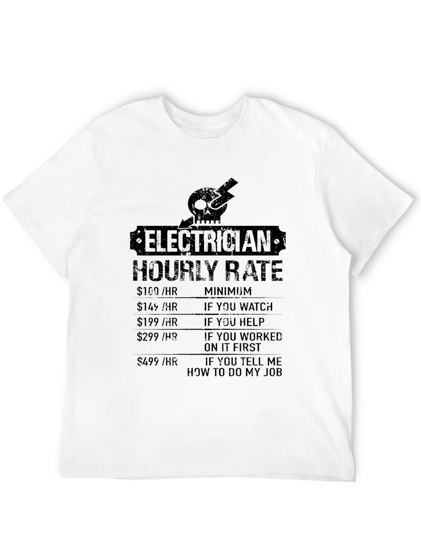 Black Electrician Hourly Rate Novelty T-Shirt view 12