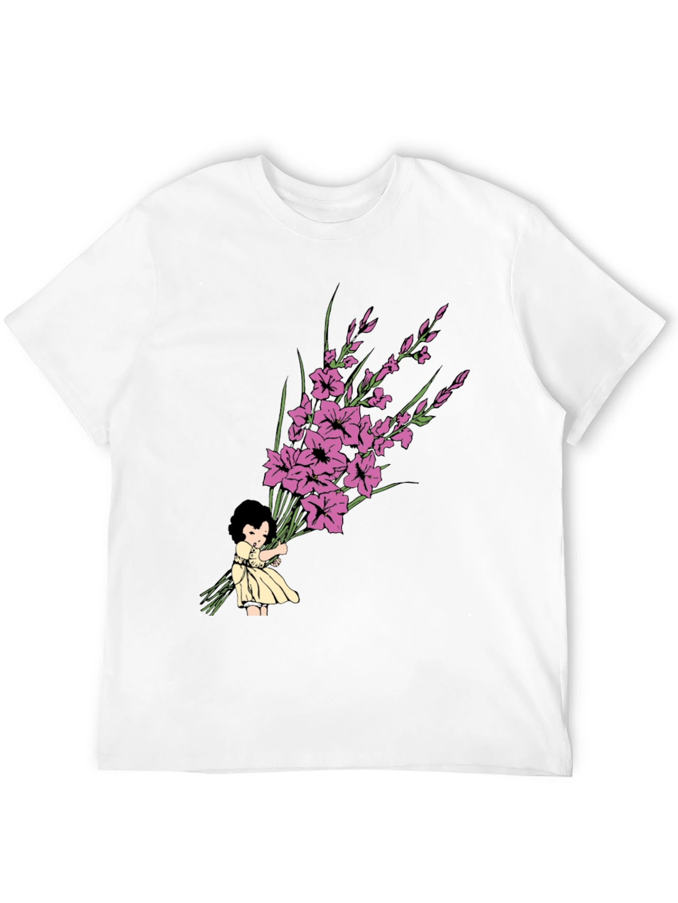 Girl Holding Flower Bouquet Graphic Tee - 12