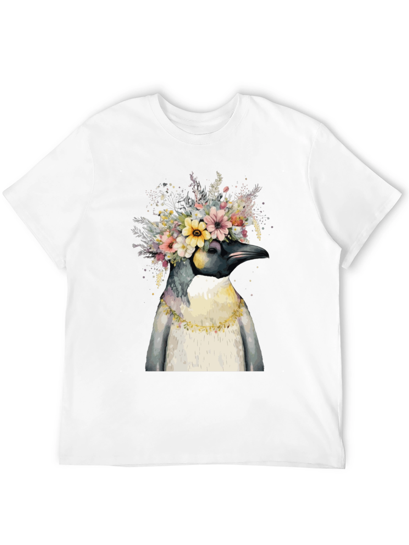Black Penguin Floral Crown Black T-Shirt view 12