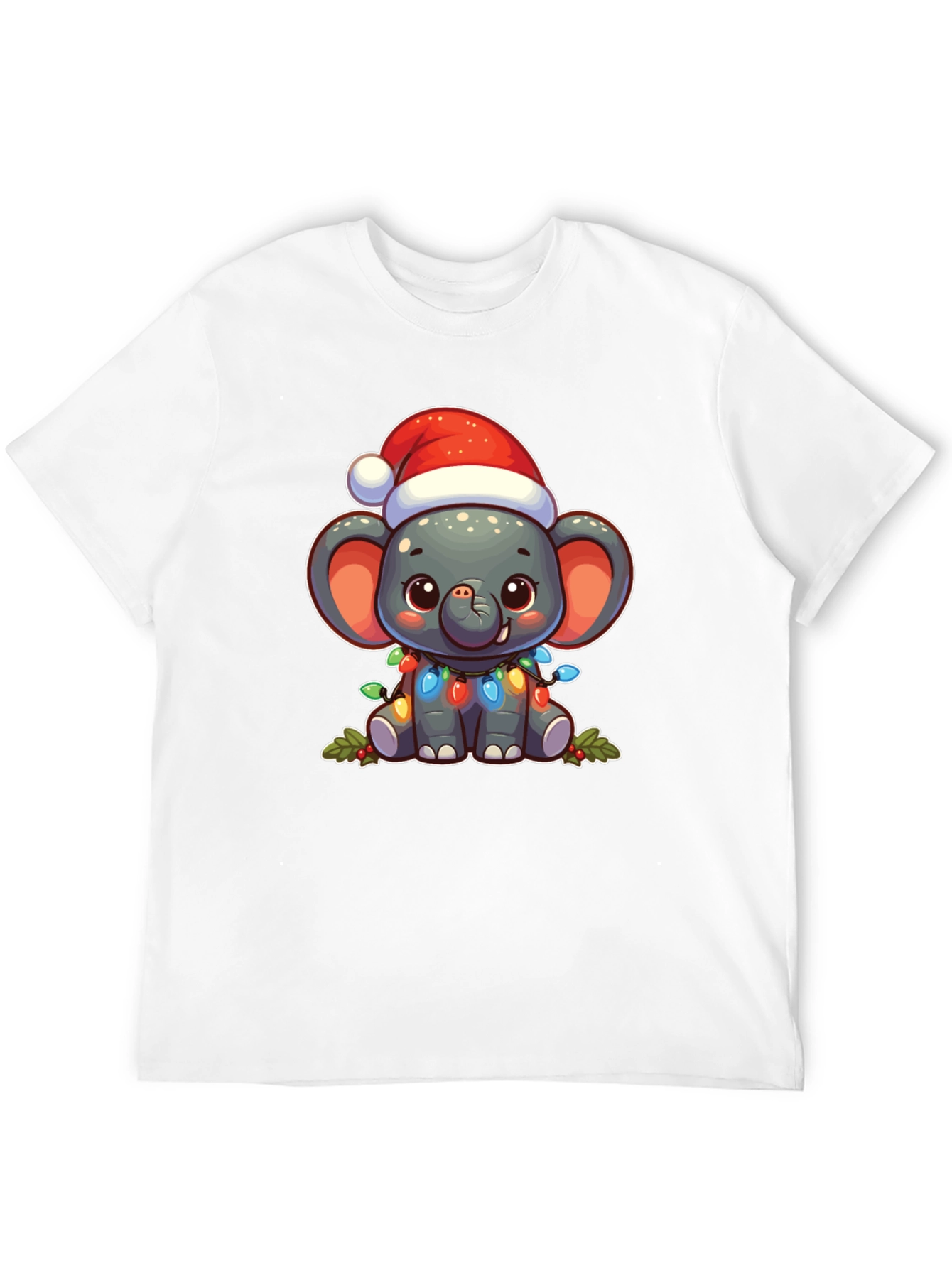 Black Festive Elephant Christmas T-Shirt view 12