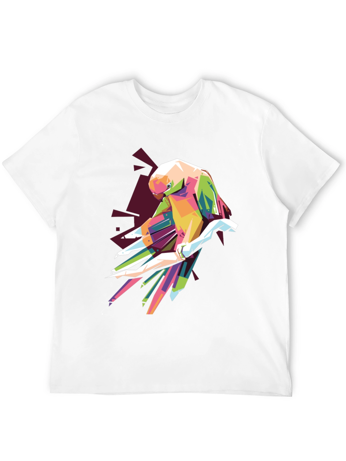 Black Geometric Parrot Graphic T-Shirt view 12