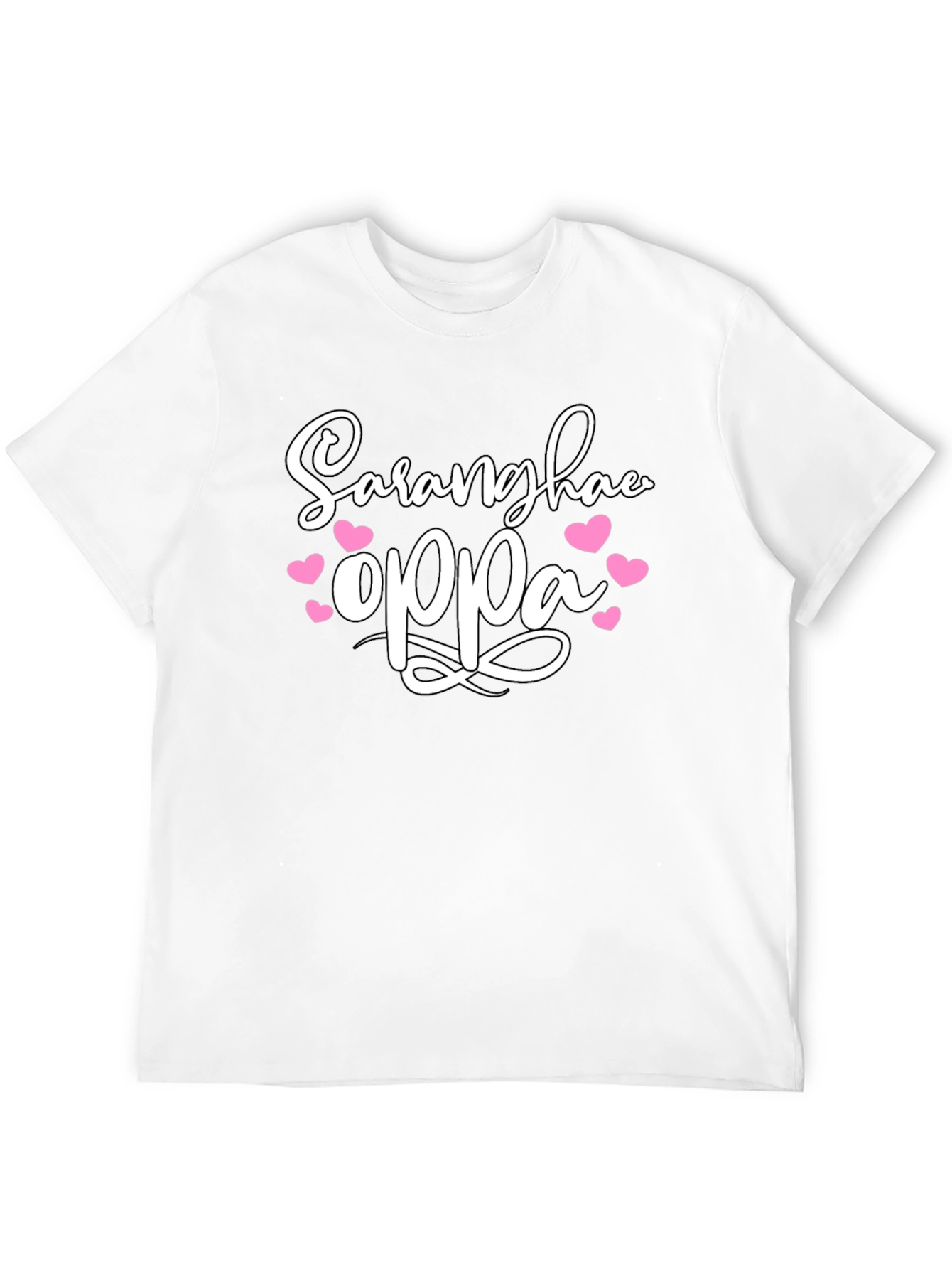 Black Saranghae Oppa T-Shirt: Korean Love Tee view 12